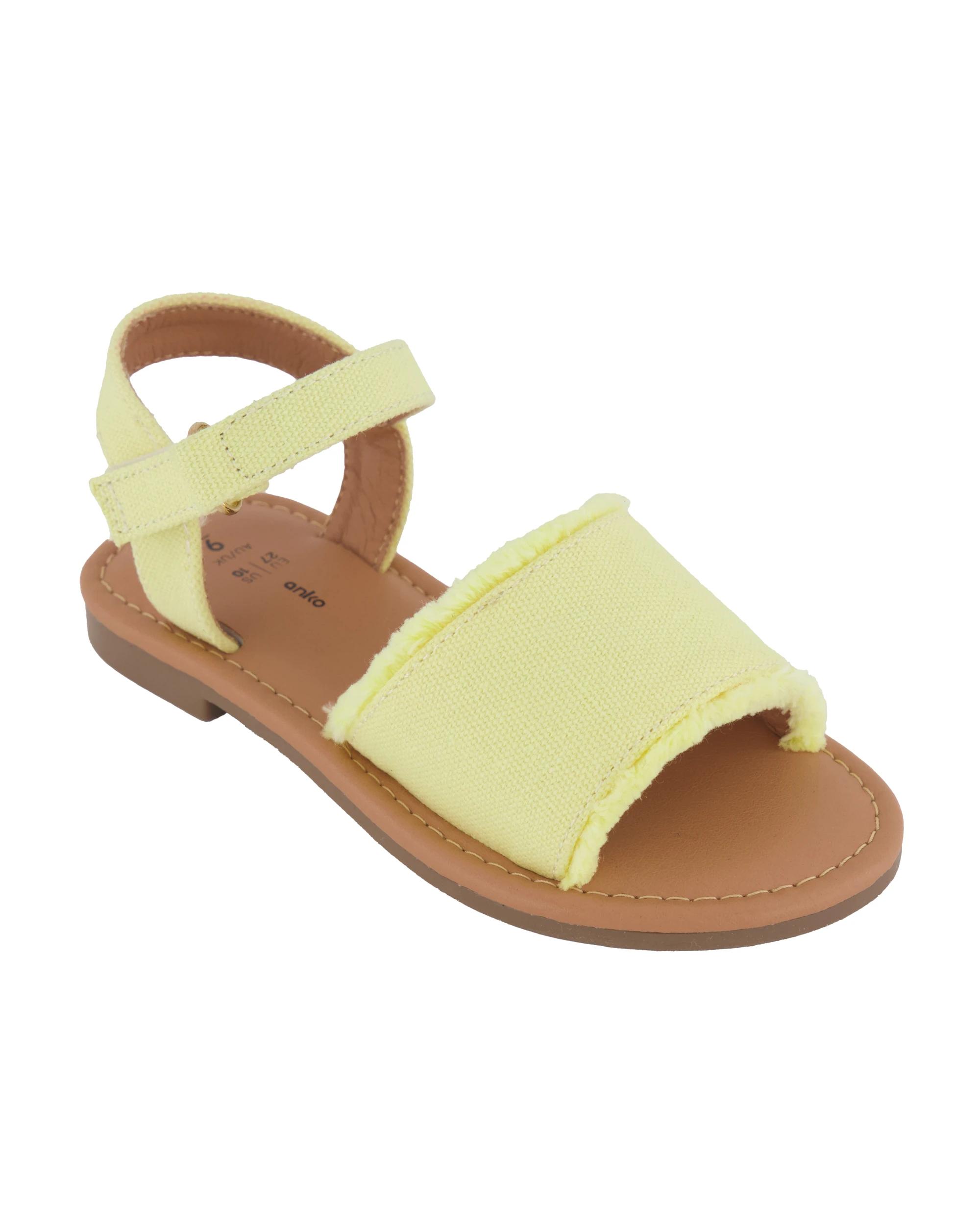 1 Junior Canvas Sandals Lemon, 1 of 4