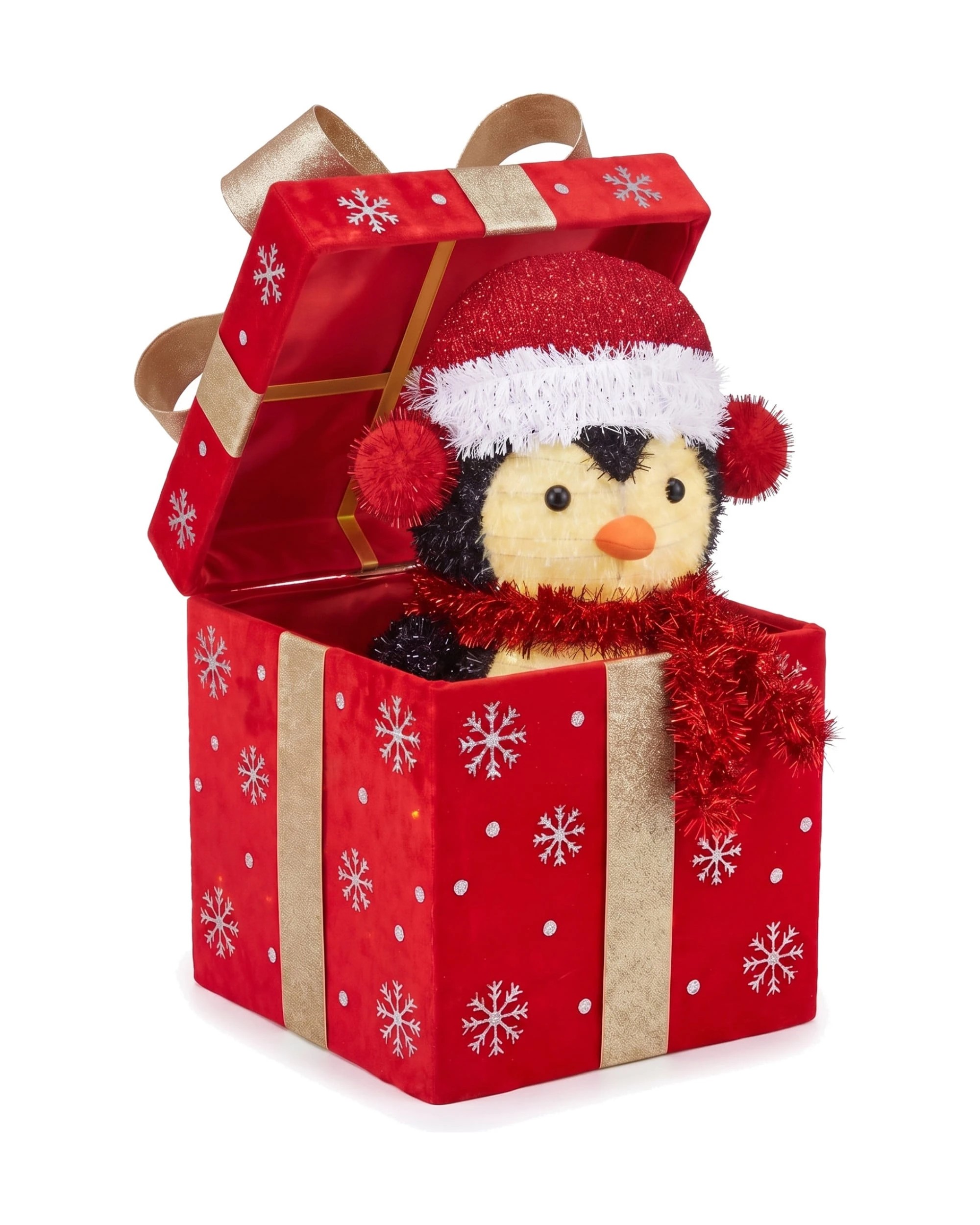 Christabelle 30cm Animated Penguin Gift Box Christmas Display - LED ...