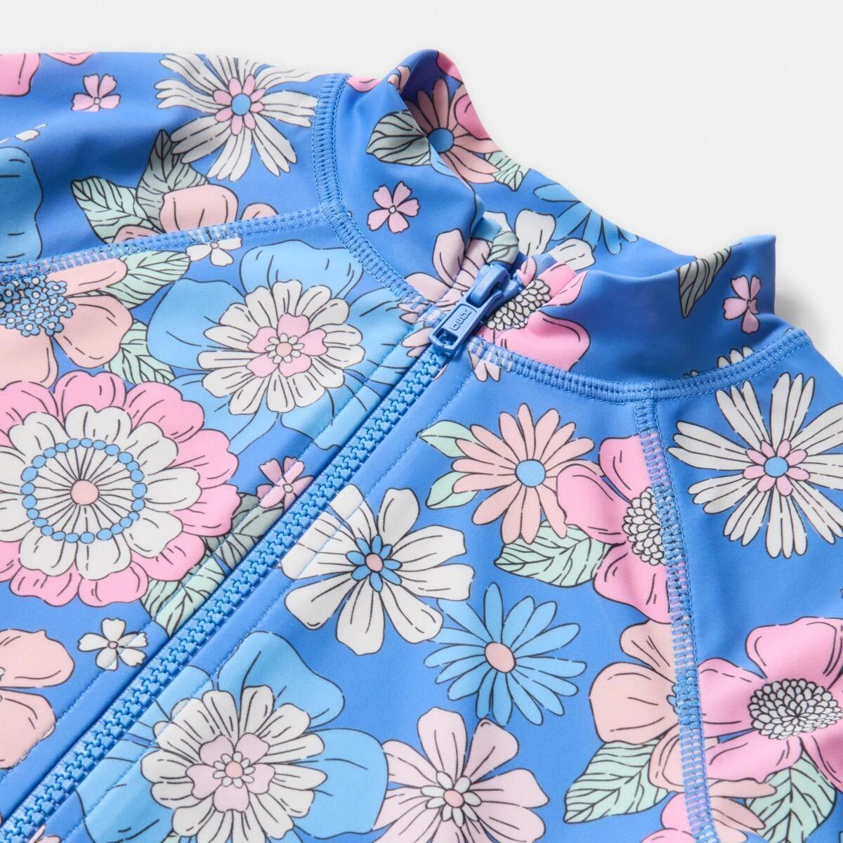 7 Long Sleeve One Piece Swimsuit Blu Flower, 7 of 7