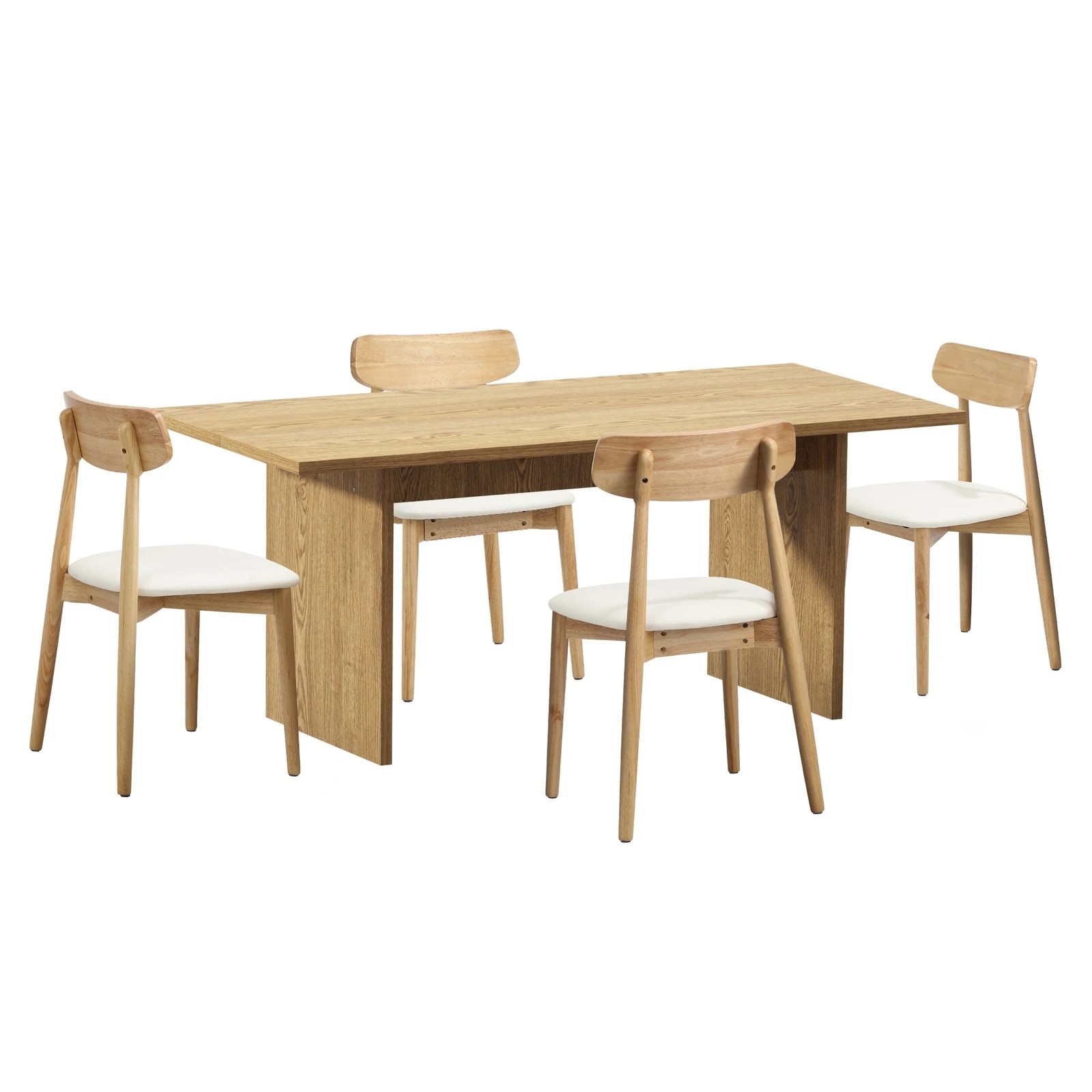 6 Oikiture 4-Seater Dining Table and Chairs Wooden Furniture Set - Natural, 6 of 9