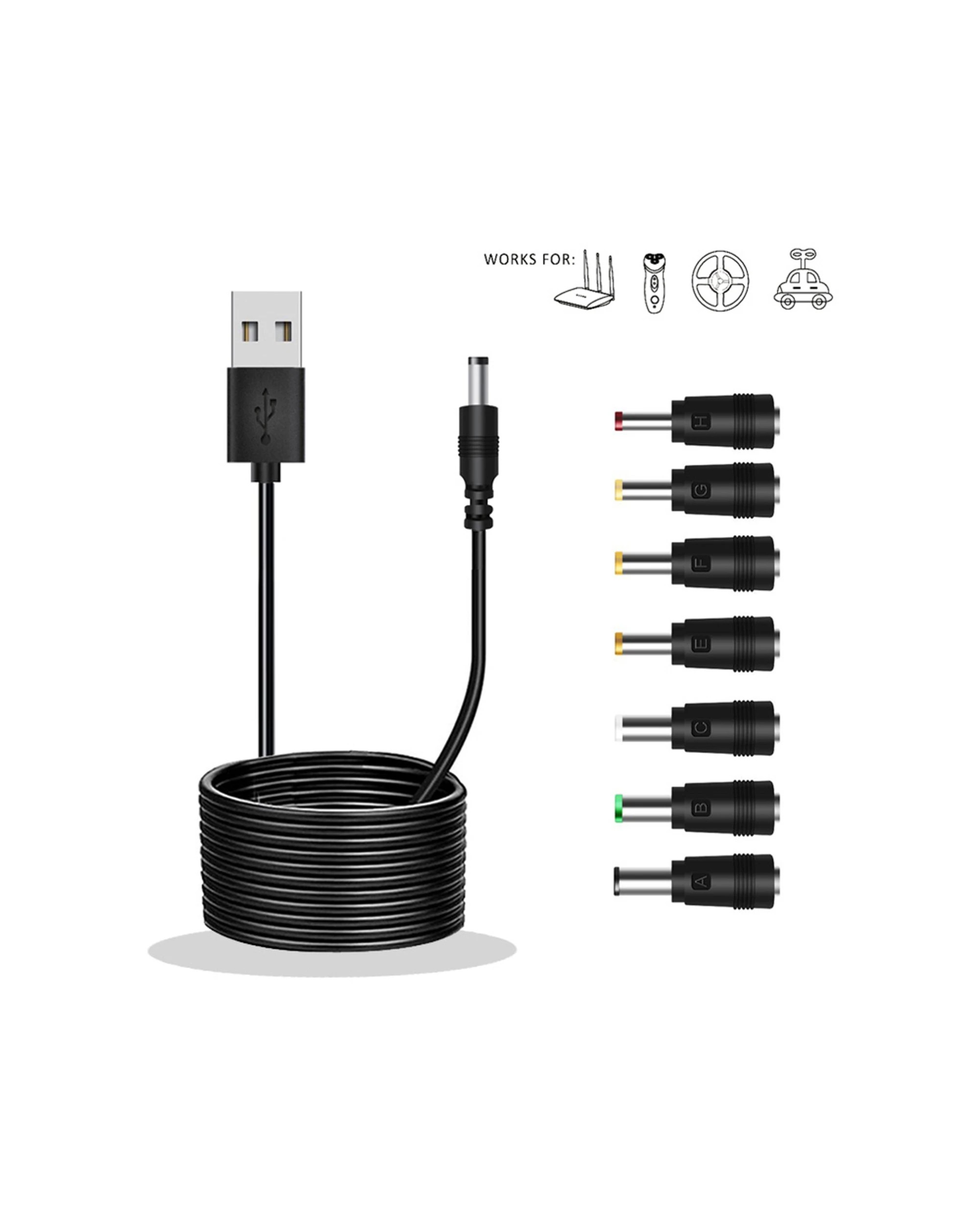 2 Sansai 1m USB-A To 7 Plug Male DC Connector Heads Cable Adapter Power Cord - Plain, 2 of 3