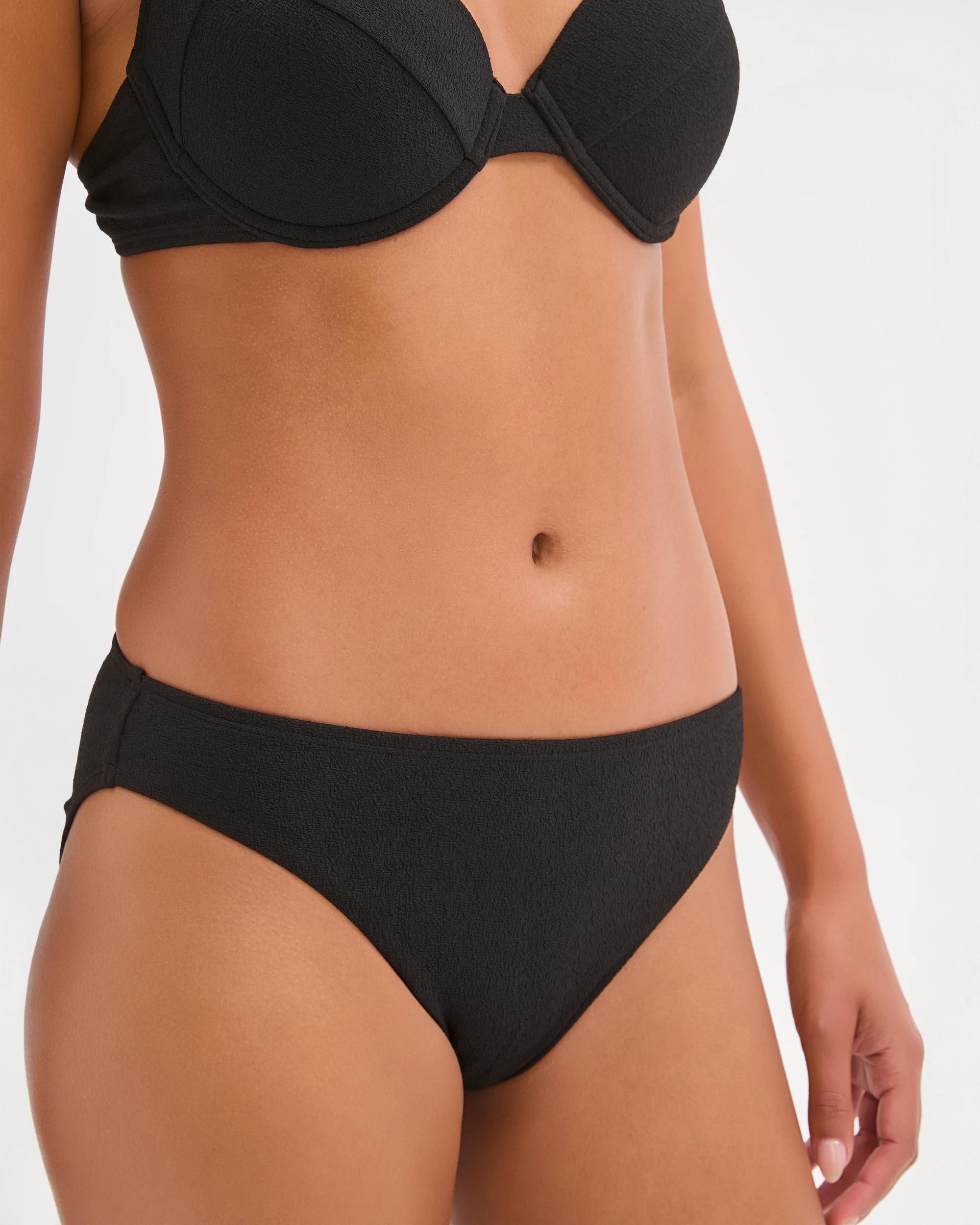 3 Target Woman Resort Low Rise Soft Textured Swim Bikini Bottoms BLACK, 3 of 9