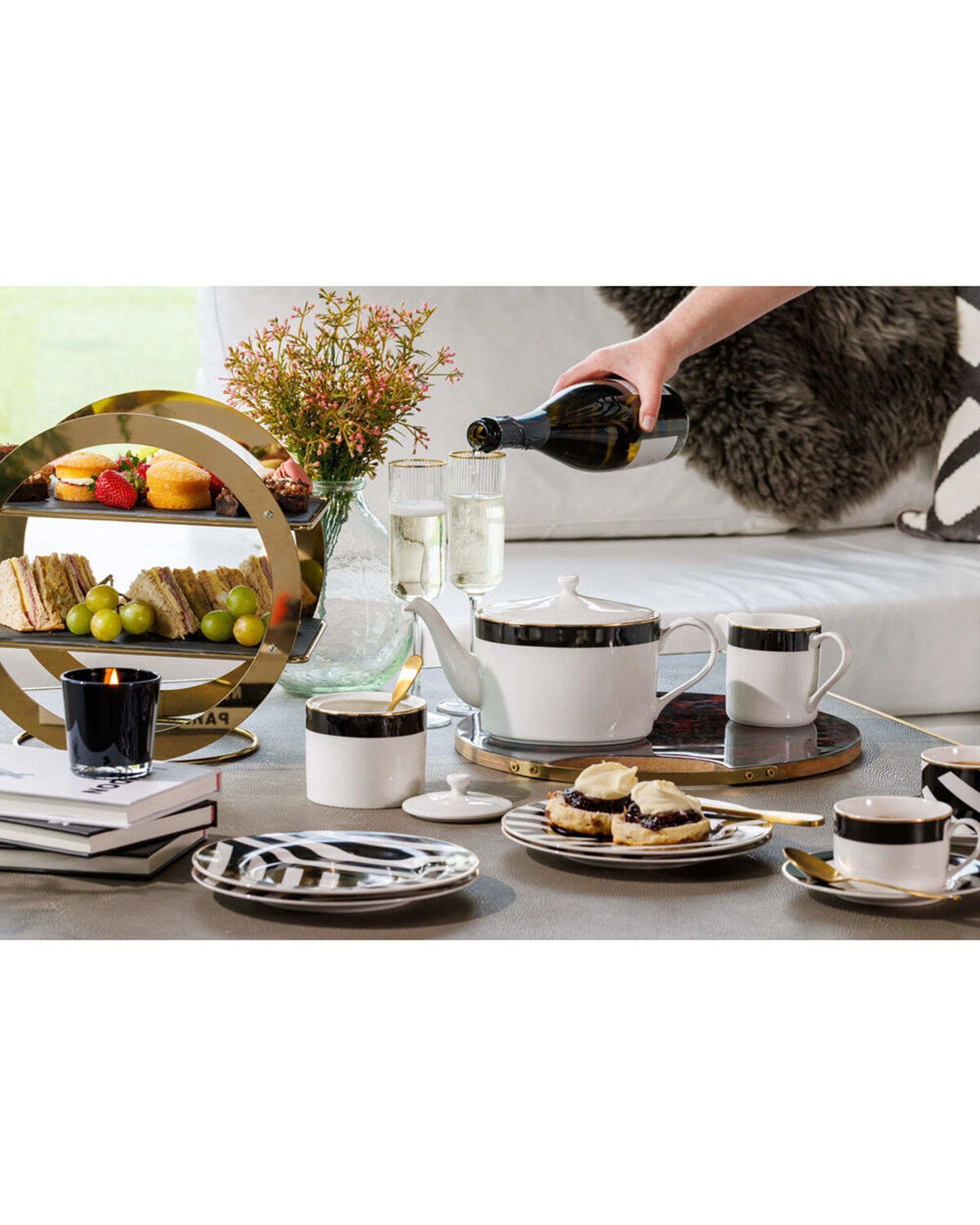 3 Mikasa 4pc Luxe Deco China Tea Cups And Saucers Block Stripe Set 200ml - Multi, 3 of 6