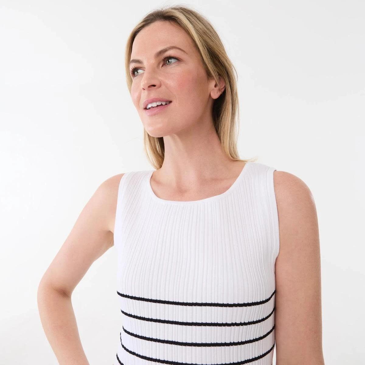 4 Sleeveless Variegated Rib Tank BELLA STRIPE ECRU, 4 of 6
