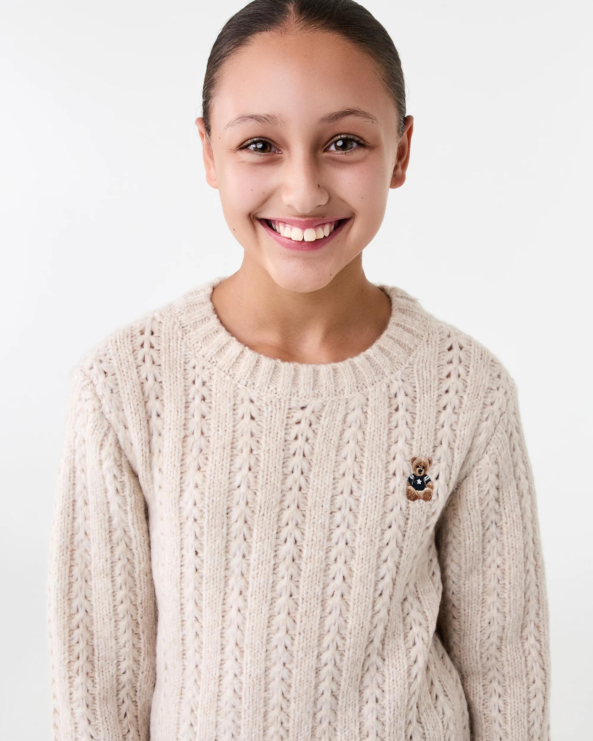 3 Cable Bear Crew Knit Sweatshirt Bge Bear, 3 of 7