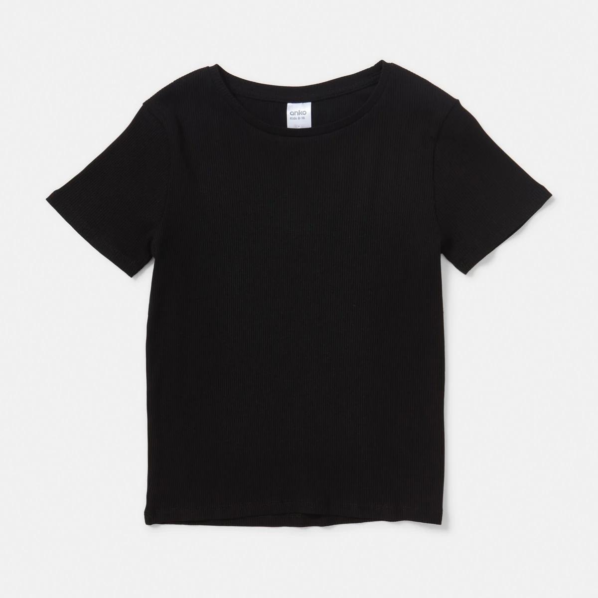 7 Short Sleeve Rib Top Black, 7 of 8