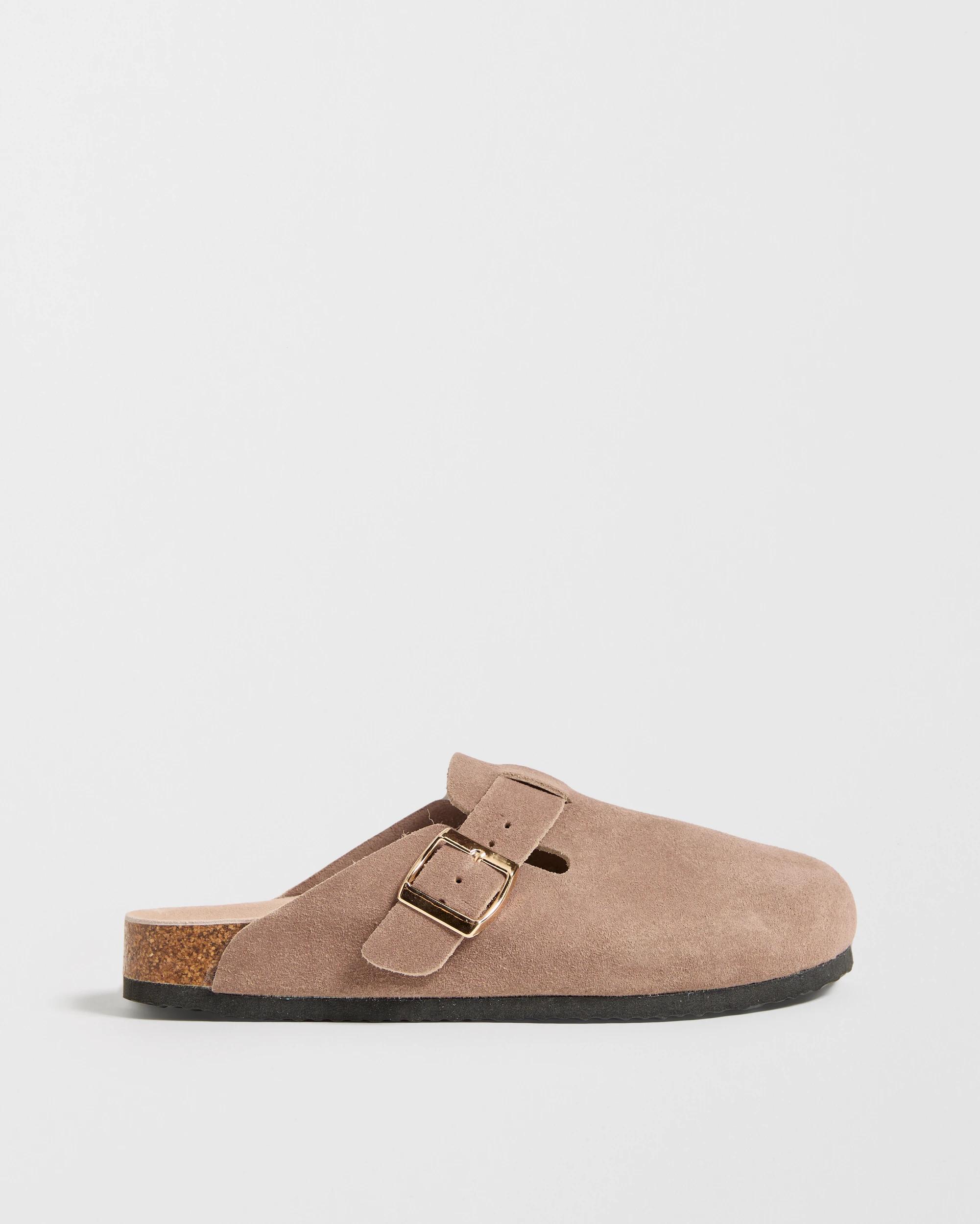 1 Target Woman Laylah Genuine Suede Leather Moulded Cork Mule Flats MOCHA, 1 of 3
