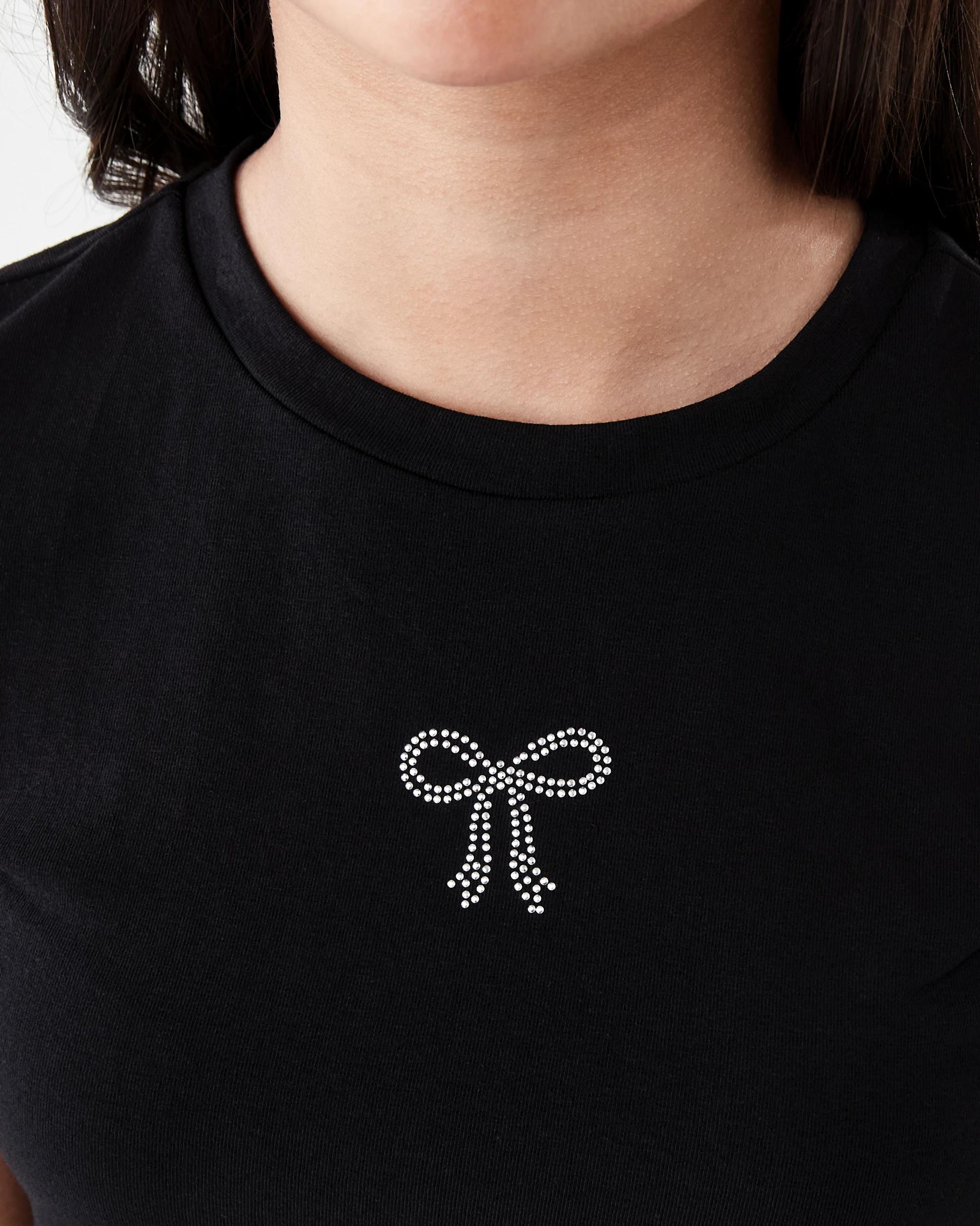 4 Short Sleeve Embellished Baby T-shirt Blk Bow, 4 of 7