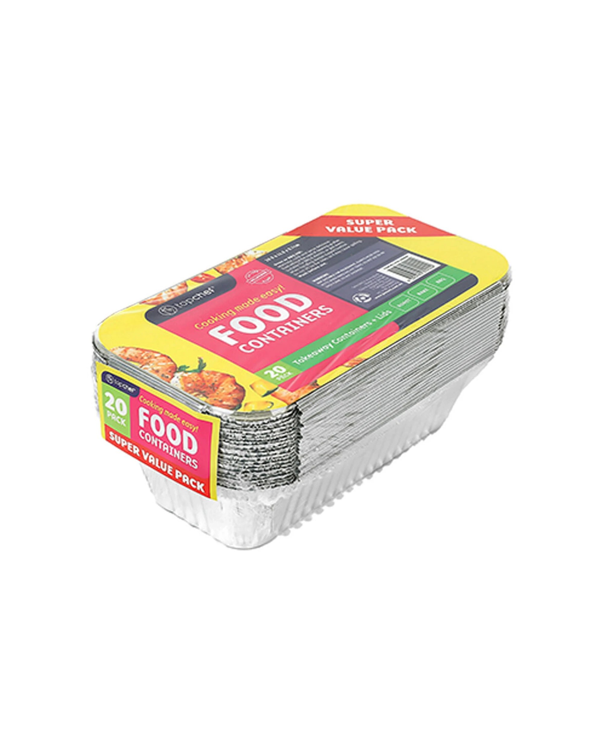 1 20pc Topchef Home Kitchen Small Disposable Aluminium Foil Container With Lid
 - Silver, 1 of 3