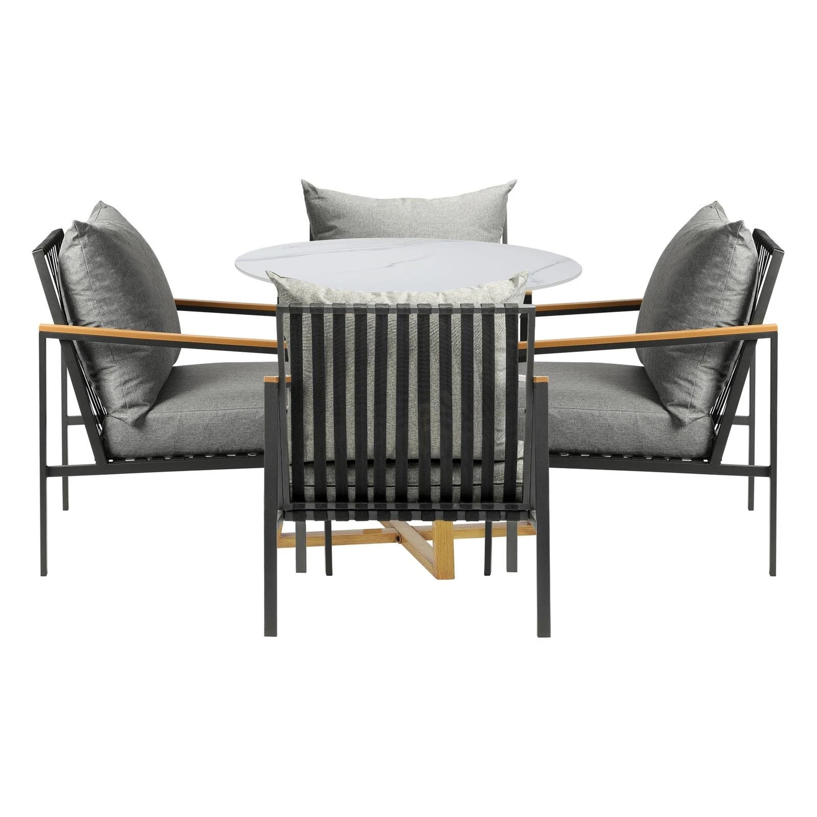 4 Livsip 5 Piece Outdoor Dining Setting Sintered Stone Table Patio Furniture Set
 - Multi, 4 of 10