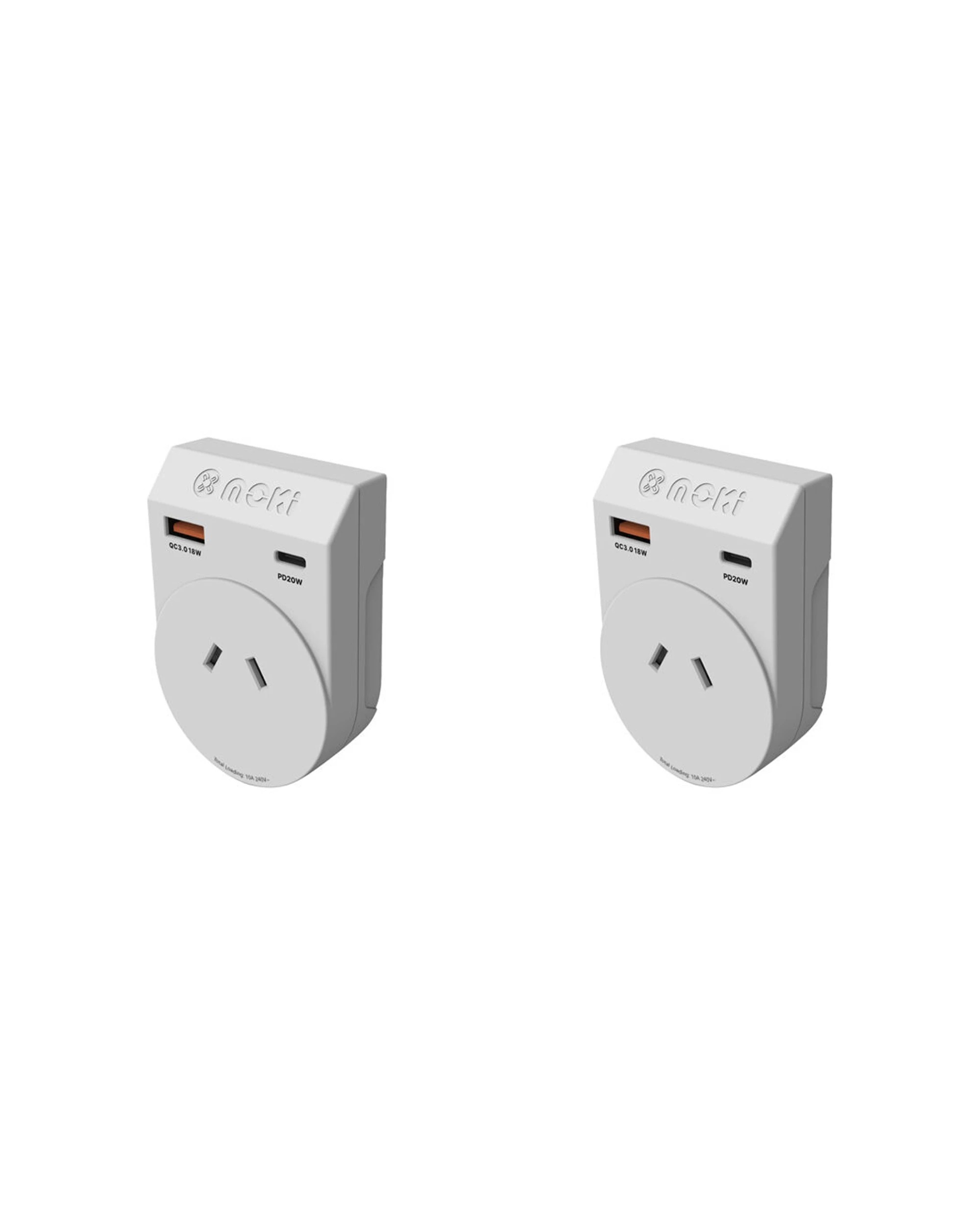 1 Moki 2PK Travel Adaptor Plus Outbound AUSNZ to Japan with Type C and USB A - White, 1 of 4