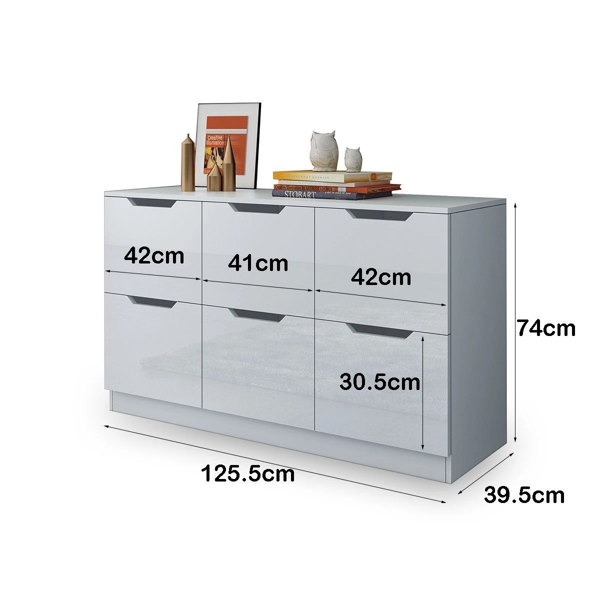 6 Ausway Modern Wooden Chest of Drawers Storage High Gloss, 6 of 6