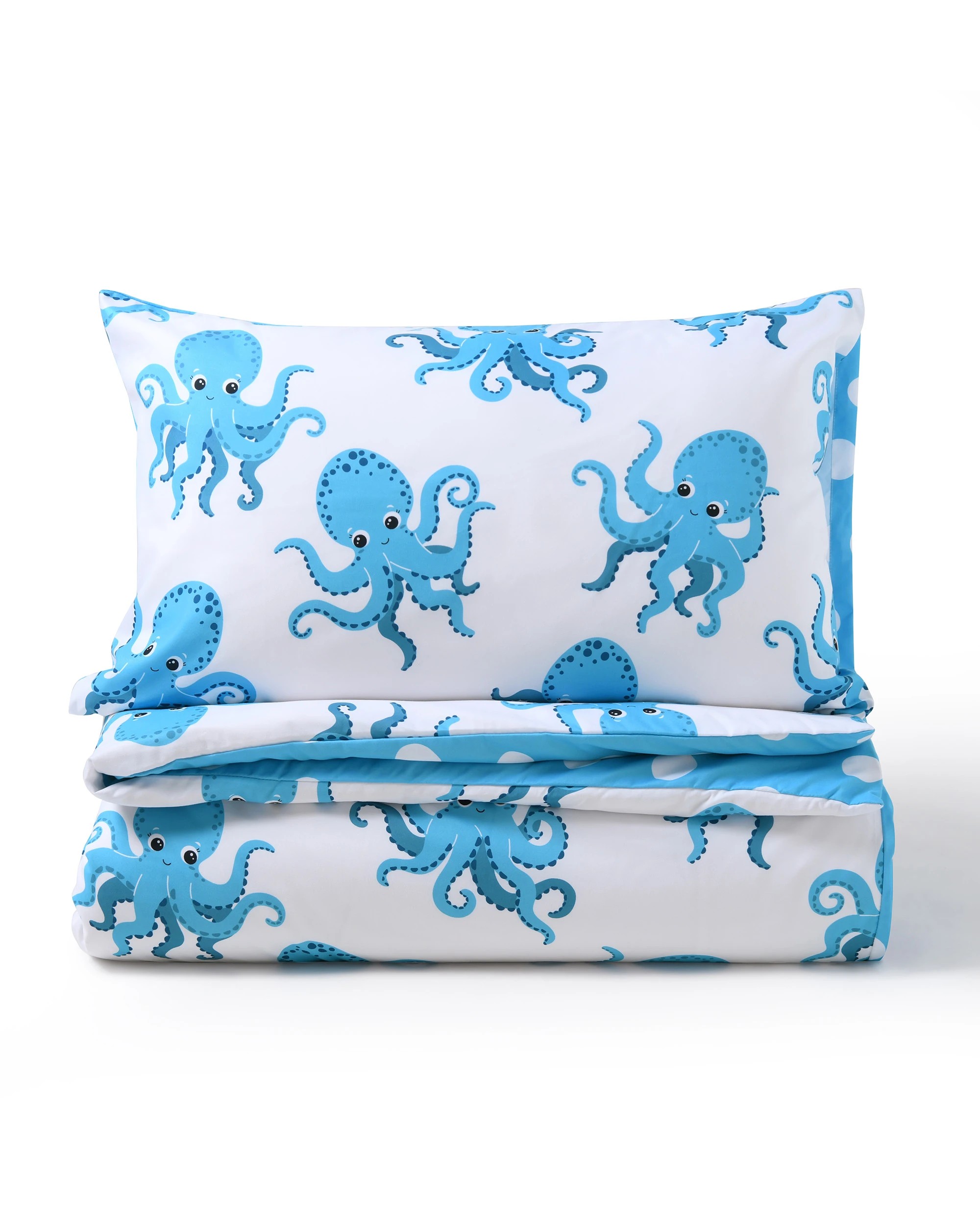 7 Jack & Ava Ollie the Octopus Kids Reversible Quilt Cover Set - King Single Bed - Blue, 7 of 10