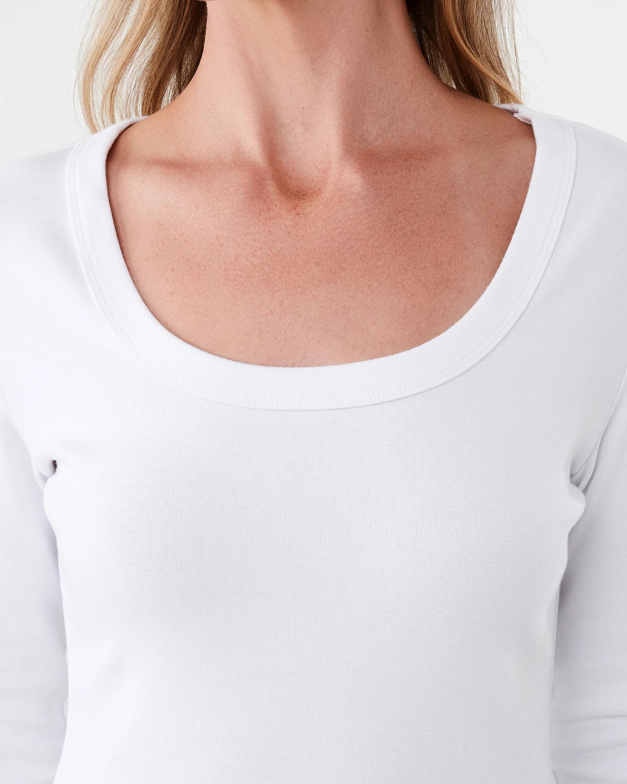 5 Long Sleeve Rib Scoop Neck T-shirt White, 5 of 5