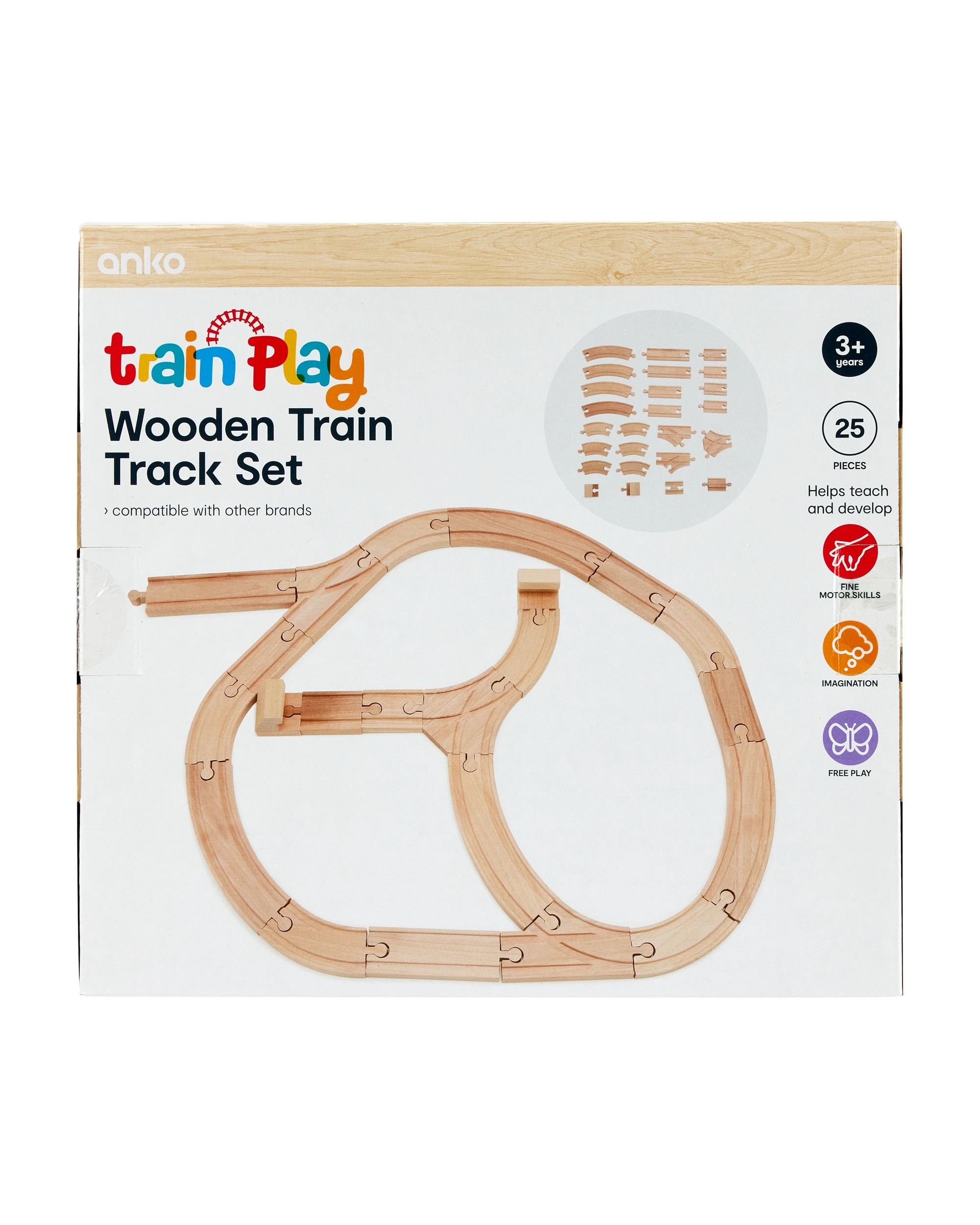 8 25 Piece Wooden Train Track Set, 8 of 8