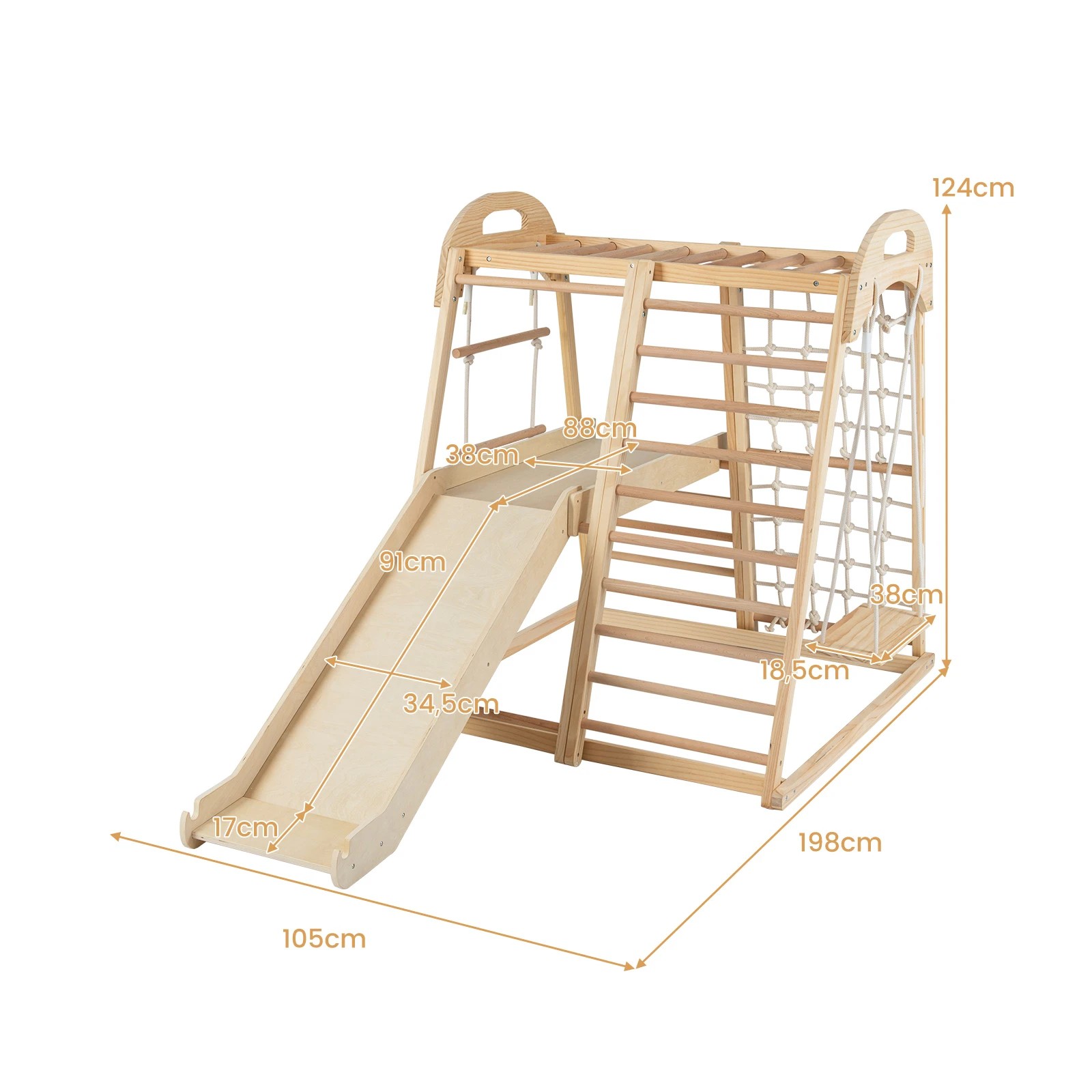 2 Costway Climb Playset 8-in-1 Wood Jungle Gym Indoor Outdoor Playground - Natural, 2 of 3