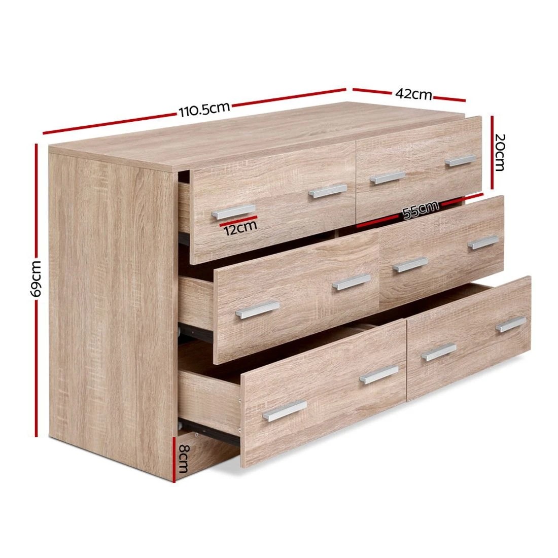 4 Artiss 6 Chest of Drawers - Natural, 4 of 8