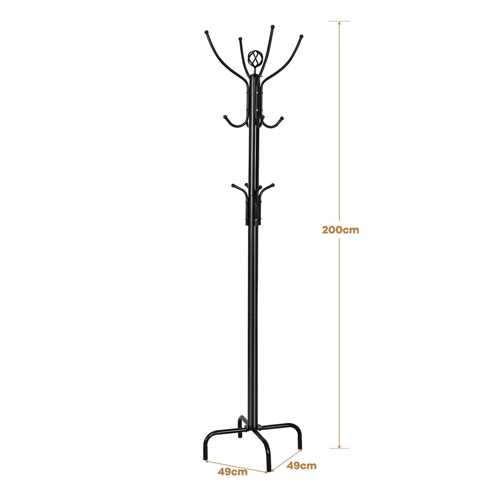 2 Costway Coat Rack 12 practical hooks Hat Clothes Stand Hanger Hallway Entryway - Black, 2 of 3