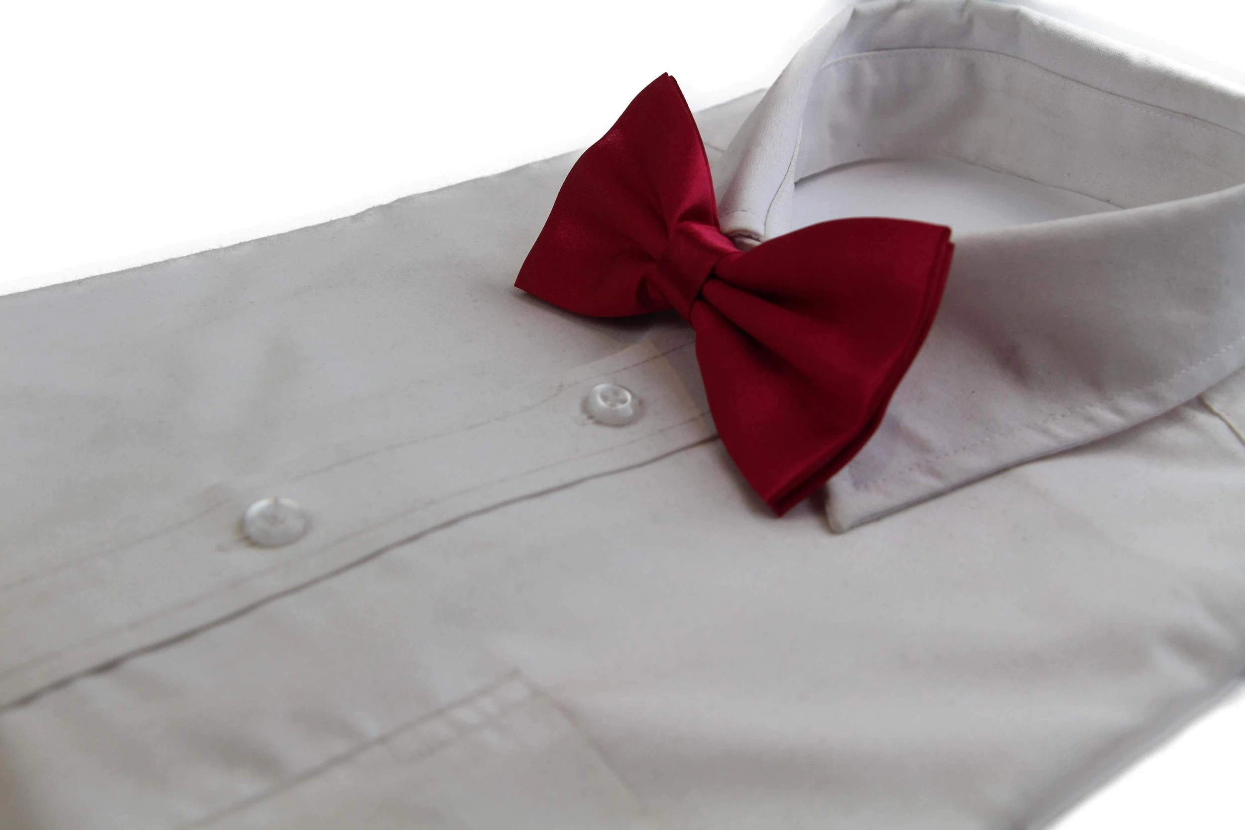 1 Zasel Mens Dark Red Solid Plain Colour Bow Tie - Red, 1 of 3