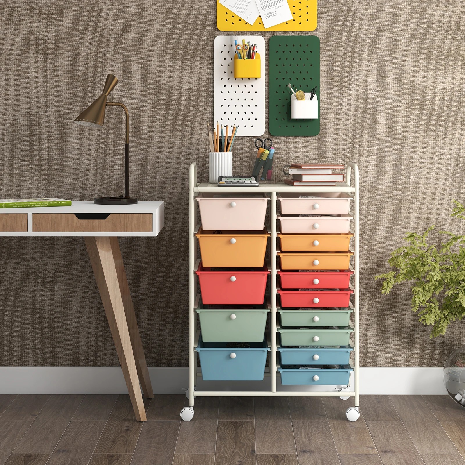 4 Costway 15 Drawers Rolling Storage Cart Mobile Utility Trolley - Multi, 4 of 6