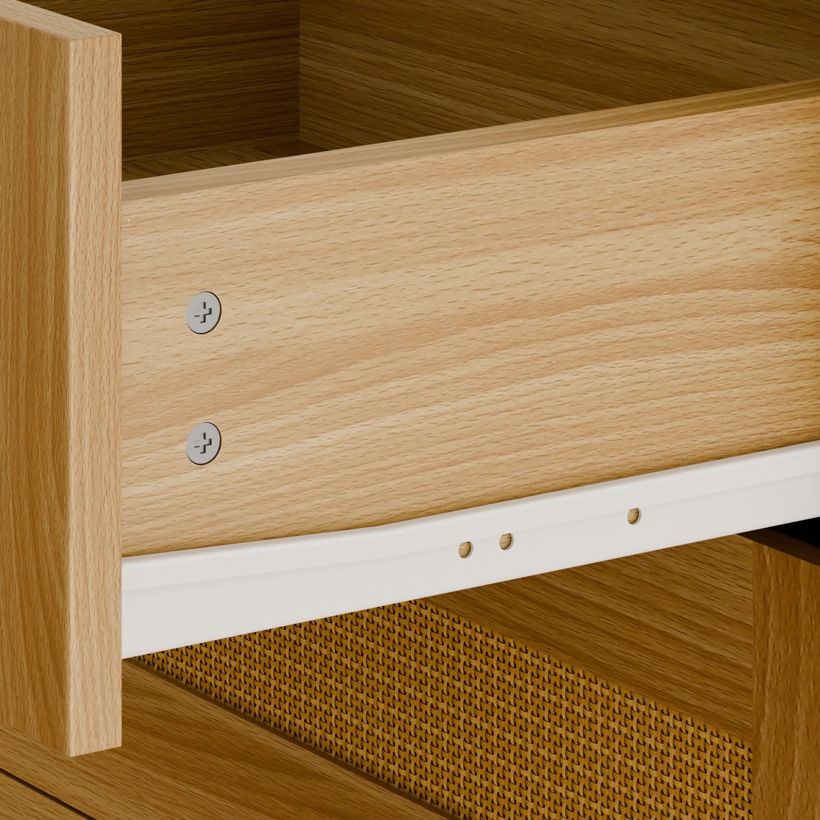 8 Alfordson 6 Chest of Drawers Rattan Storage Cabinet Dresser - Oak, 8 of 10