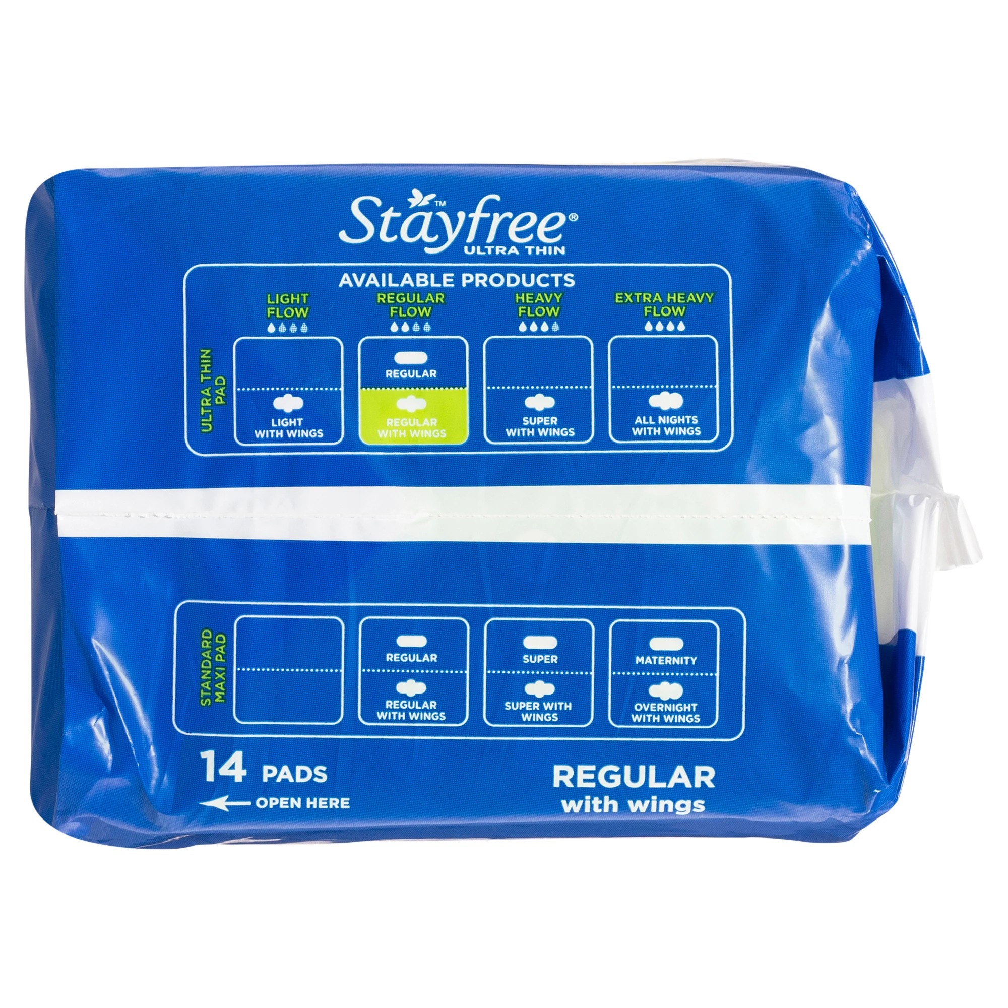 4 Stayfree 14 Pack UltraThin Regular Pads with Wings, 4 of 6