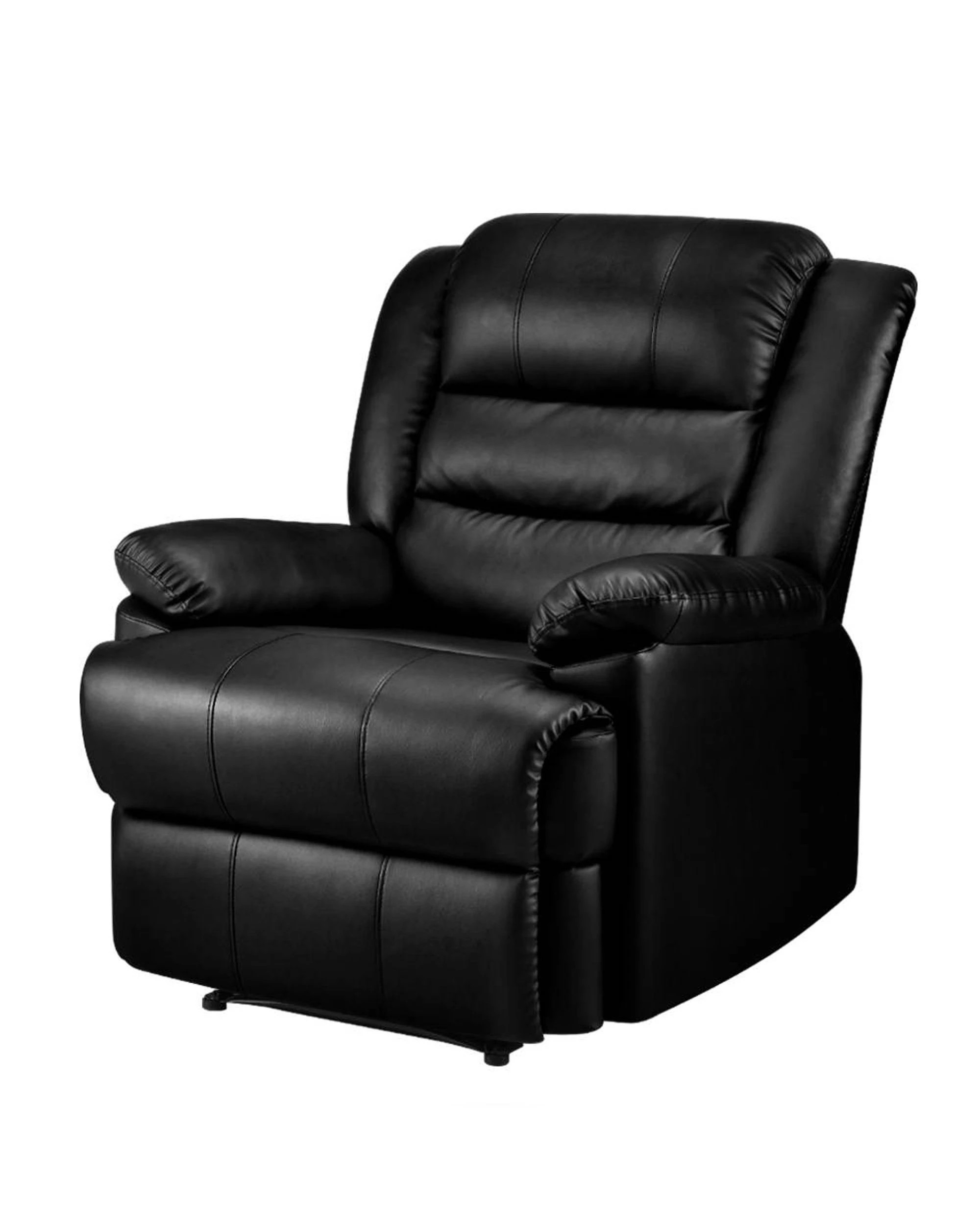 1 Artiss Recliner Chair Leather  Cissy - Black, 1 of 4