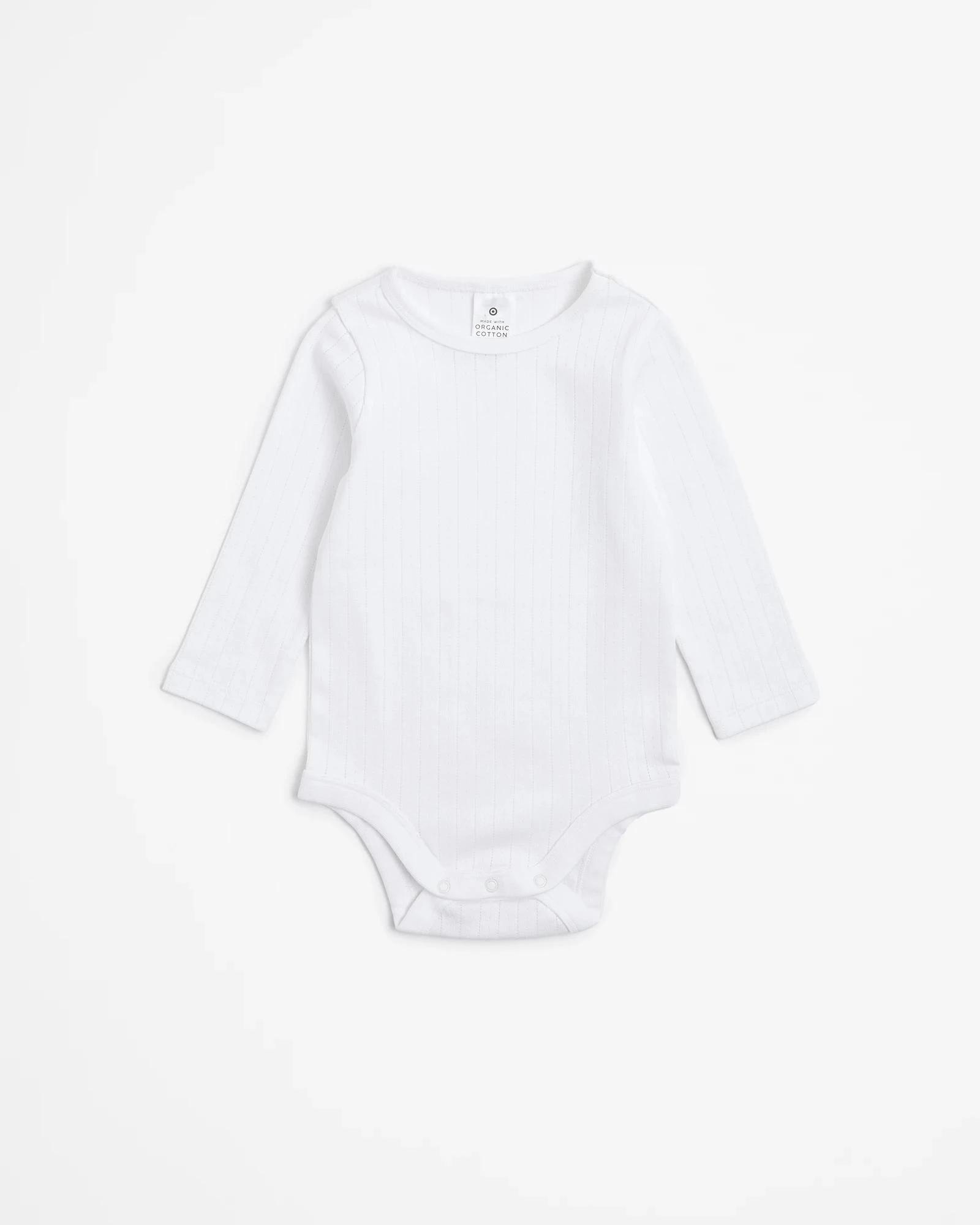 1 Target Baby Organic Cotton Pointelle Bodysuit WHITE, 1 of 3