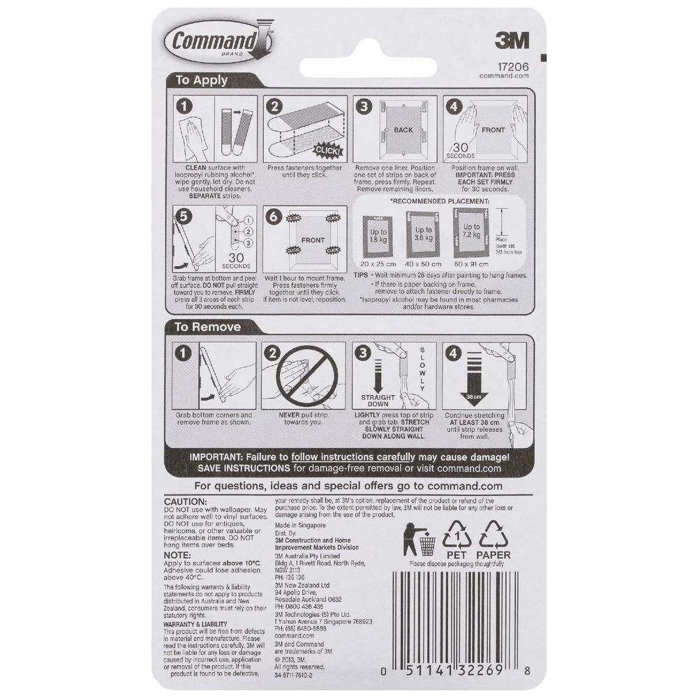 4 3M Command Large Picture Hanging Strip White 4 Pack, 4 of 8