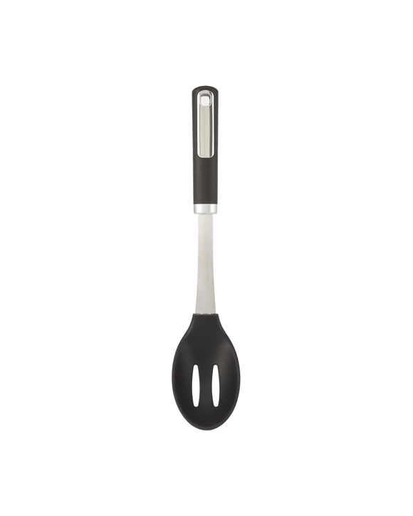 Silicone and Stainless Steel Slotted Spoon with Soft Touch Handle