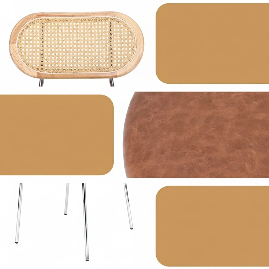 6 Artiss 4x Dining Chairs PU Leather Rattan Kitchen Lounge Cafe Accent Chair - Multi, 6 of 6