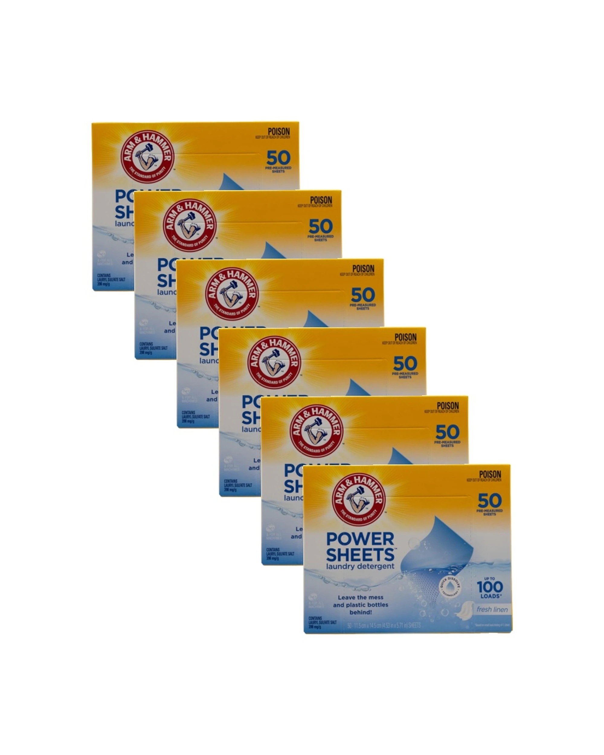 1 Arm & Hammer Laundry Detergent Power Sheets 6x50pc Up To 100 Loads Fresh Linen - Multi, 1 of 1