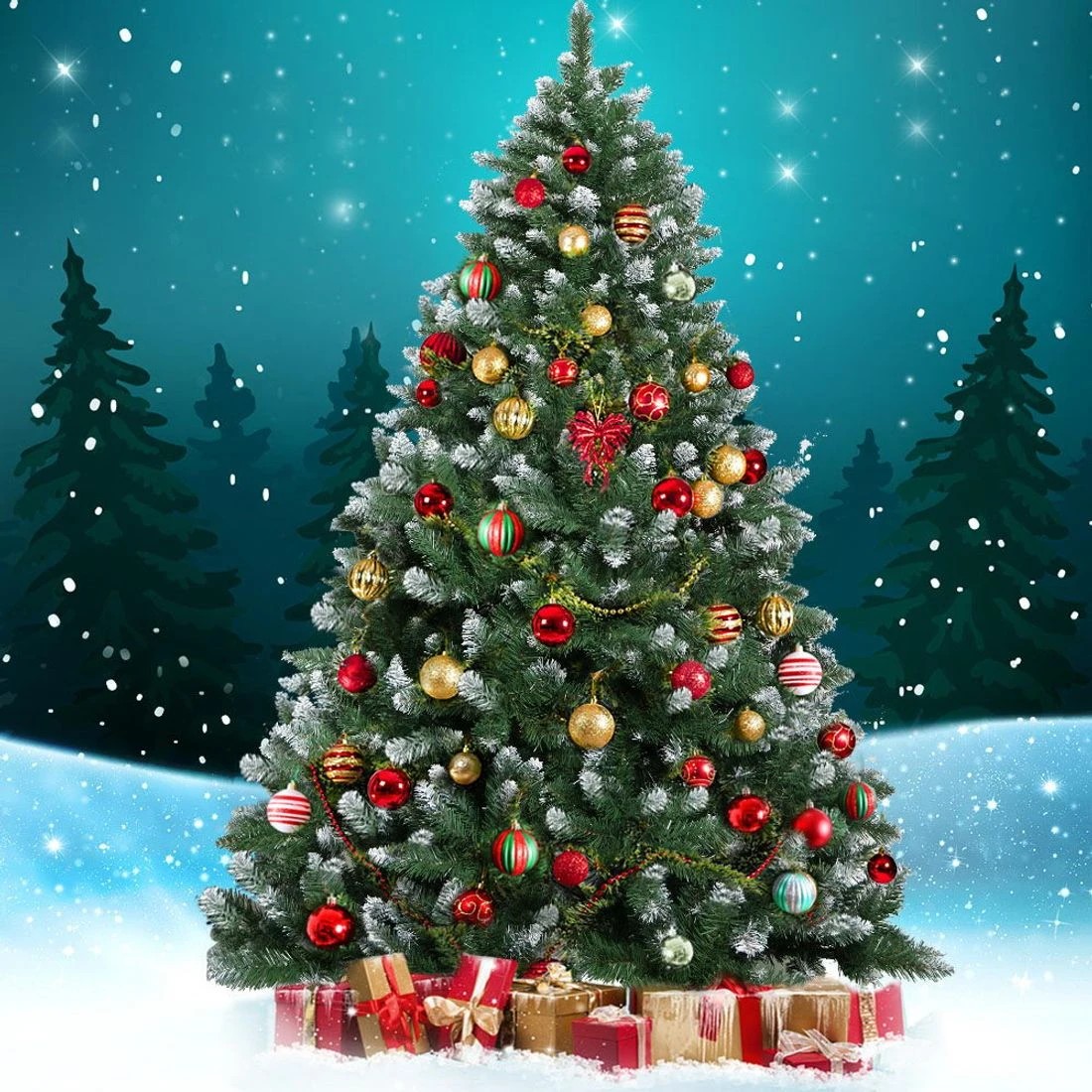 8 Jingle Jollys Christmas Tree 1.8m Snowy Xmas Tree Decoration 650 Tips Lush Foliage Sturdy Stand Easy Assembly - Green, 8 of 8