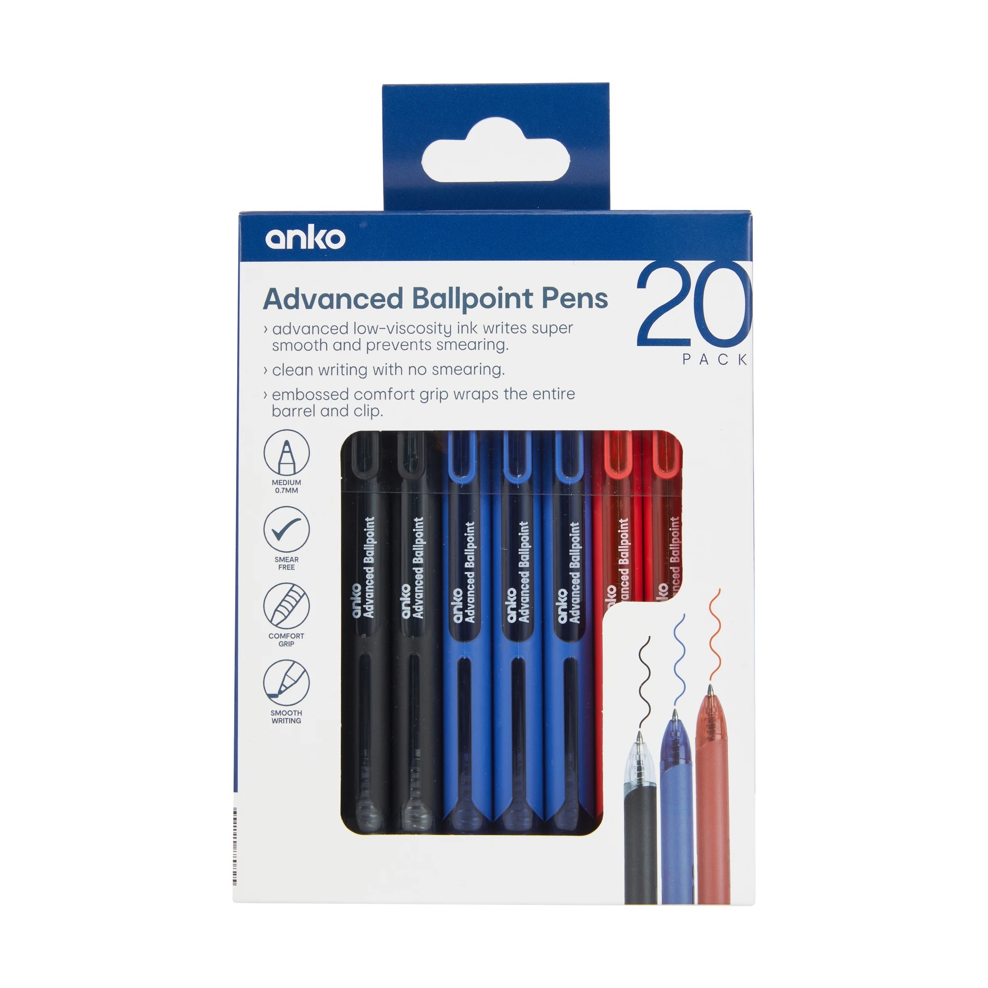 1 20 Pack Advanced Ballpoint Pens - Black, Blue and Red, 1 of 4