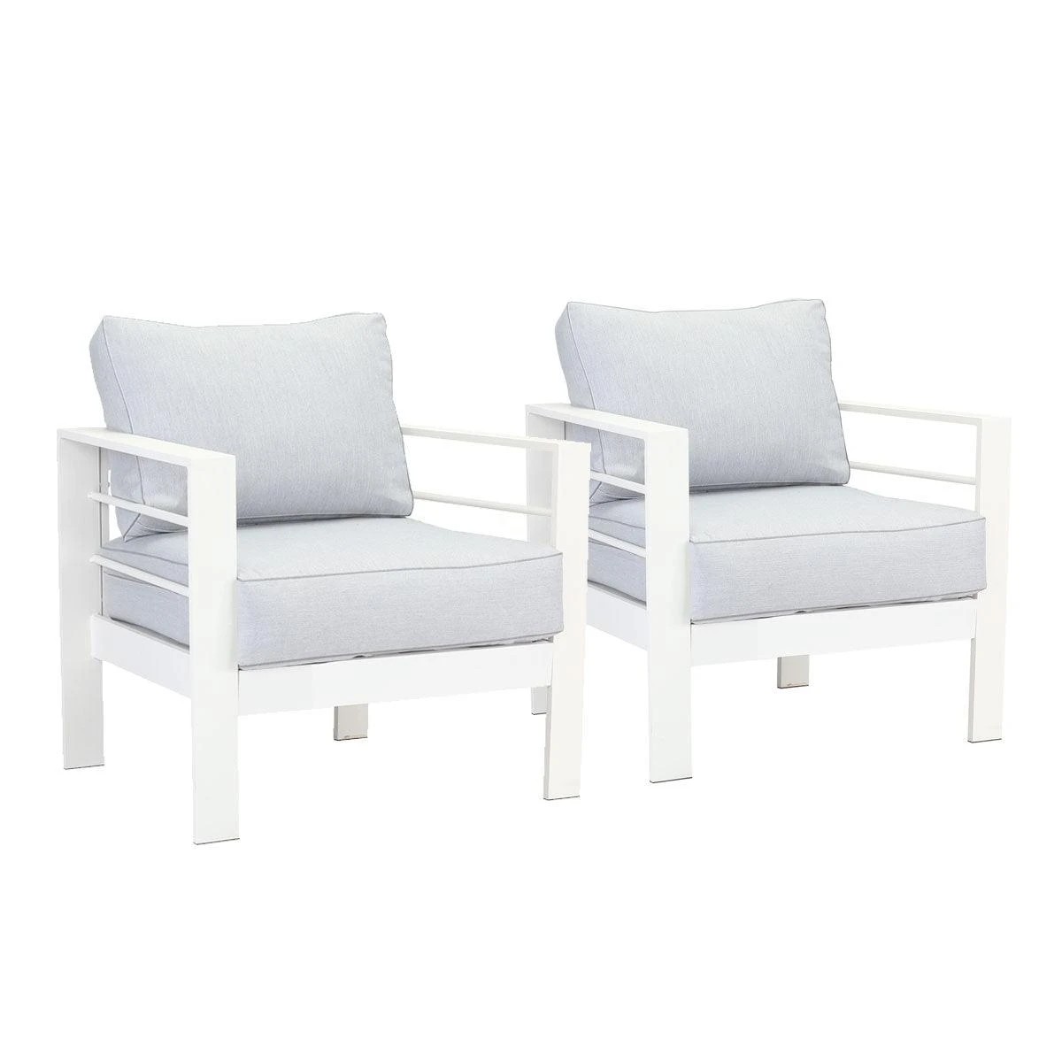 4 Moda Living Paris White Aluminium Outdoor Single Sofa with Arms - Light Grey Cushion (Set of 2) - White, 4 of 7