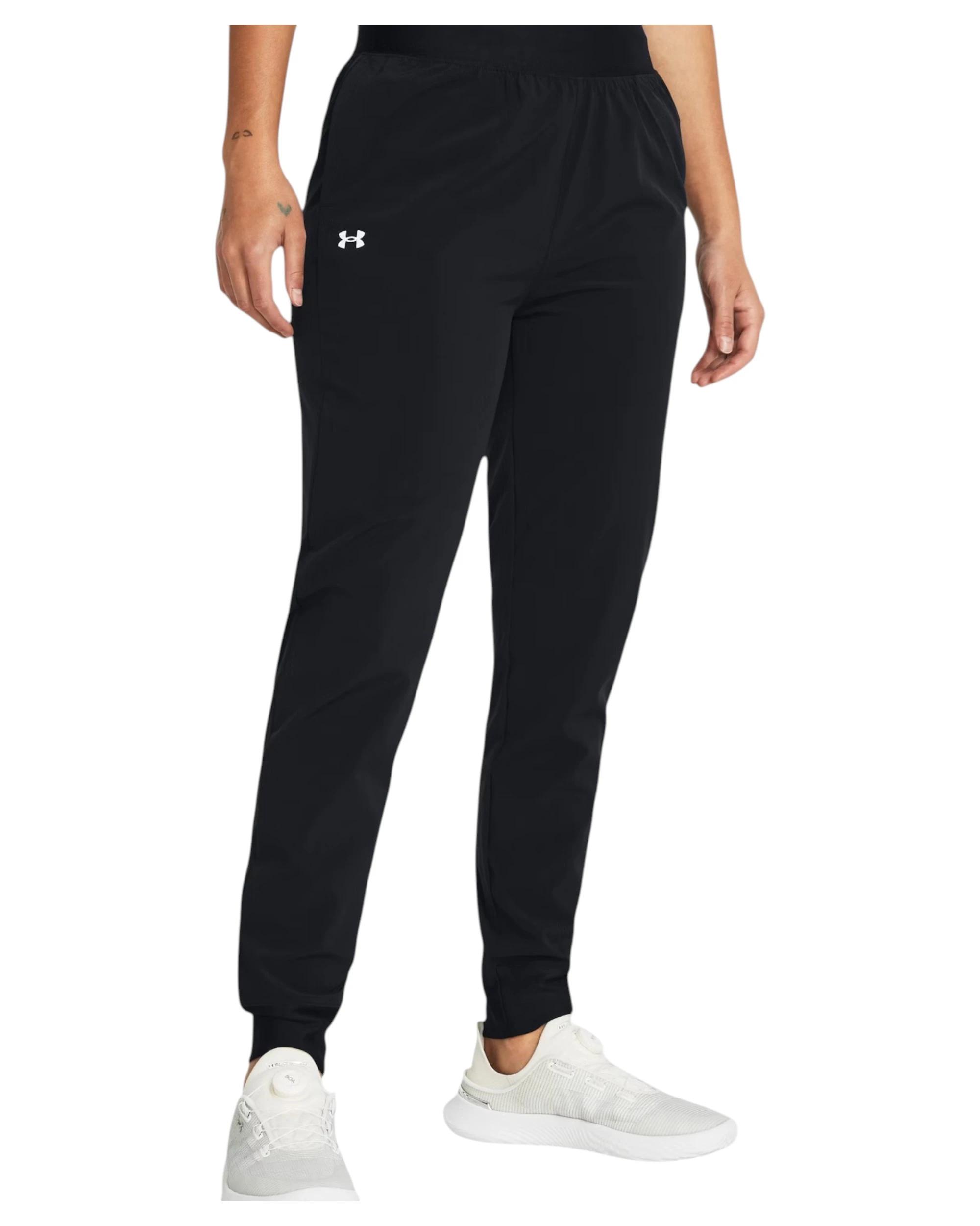 6 Under Armour Womens Rival High-Rise Woven Pants Black Trackies BLACK, 6 of 6
