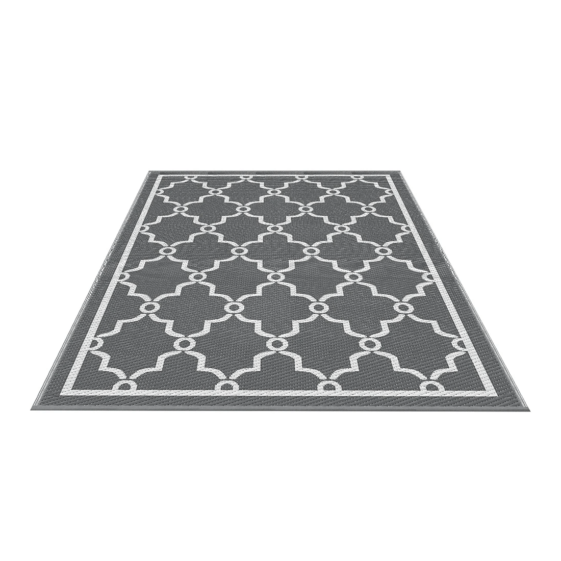 1 Gardeon Outdoor Rugs 152x244cm Large Carpet Reversible Area Mat PP Dual-Sided Patio Rug Maroc - Grey, 1 of 2