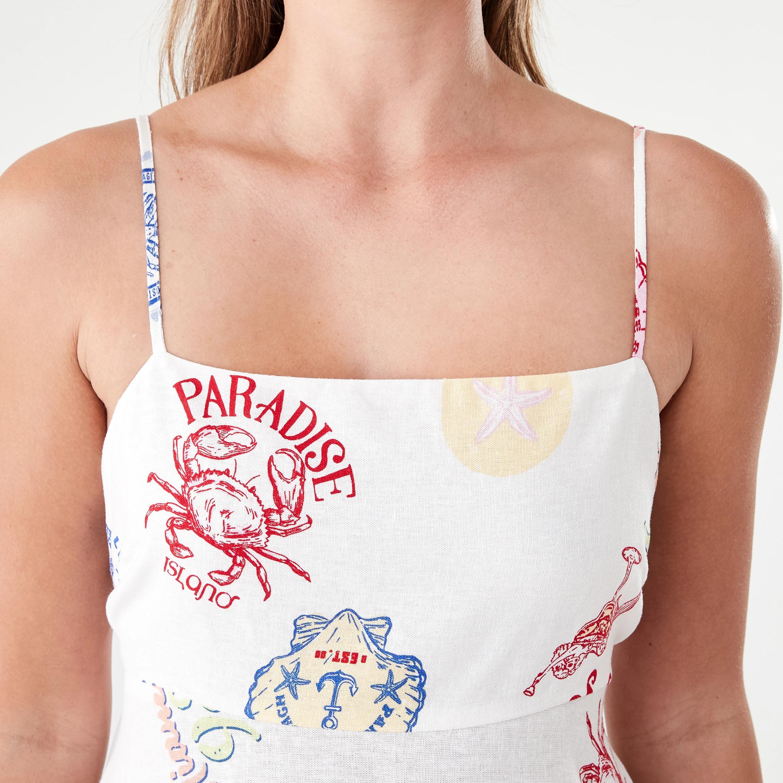 5 Sleeveless Tie Back Midi Dress Oceanscene, 5 of 7