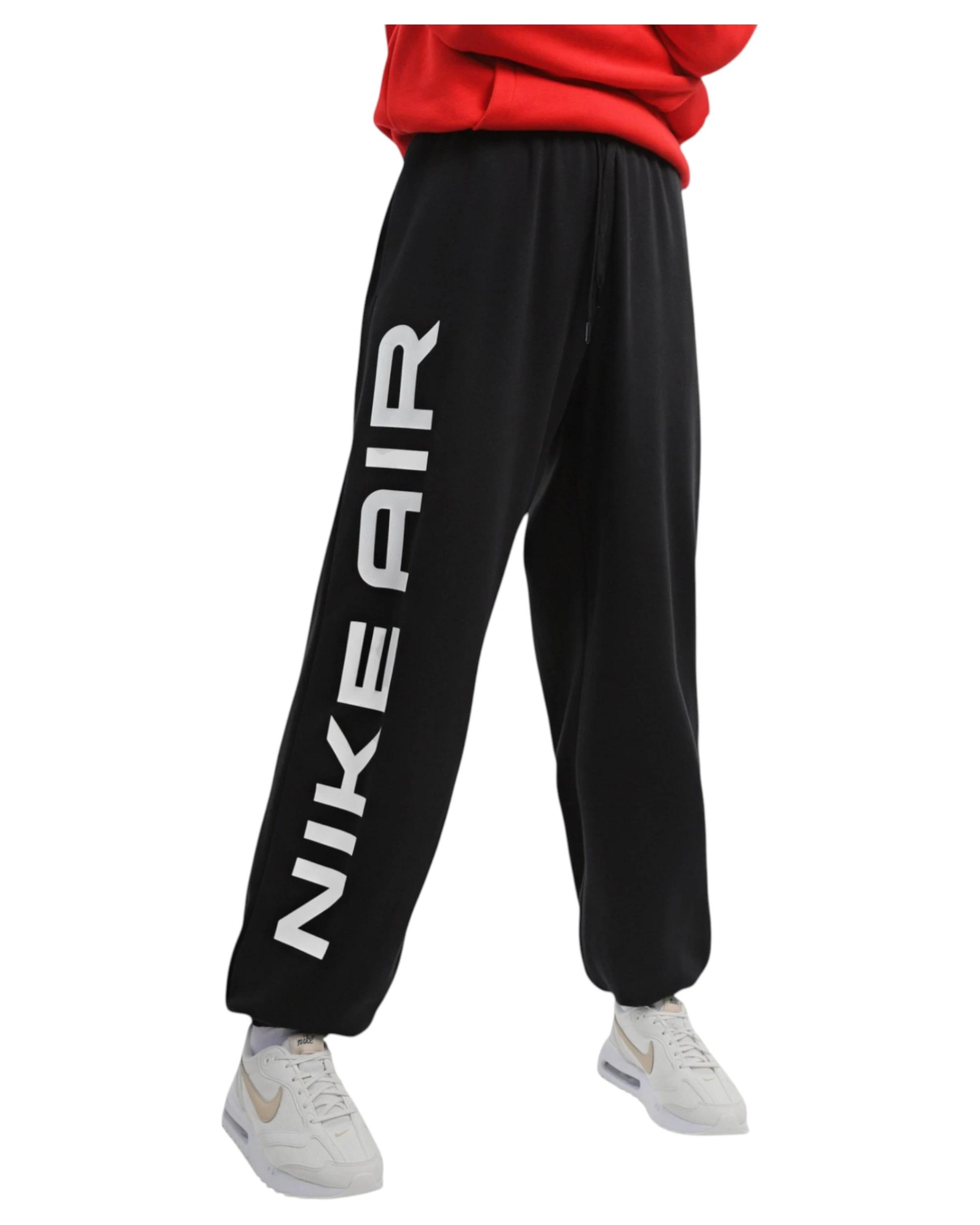 1 Nike Womens Sportswear Air Fleece Oversized High-Rise Joggers BLACK, 1 of 4