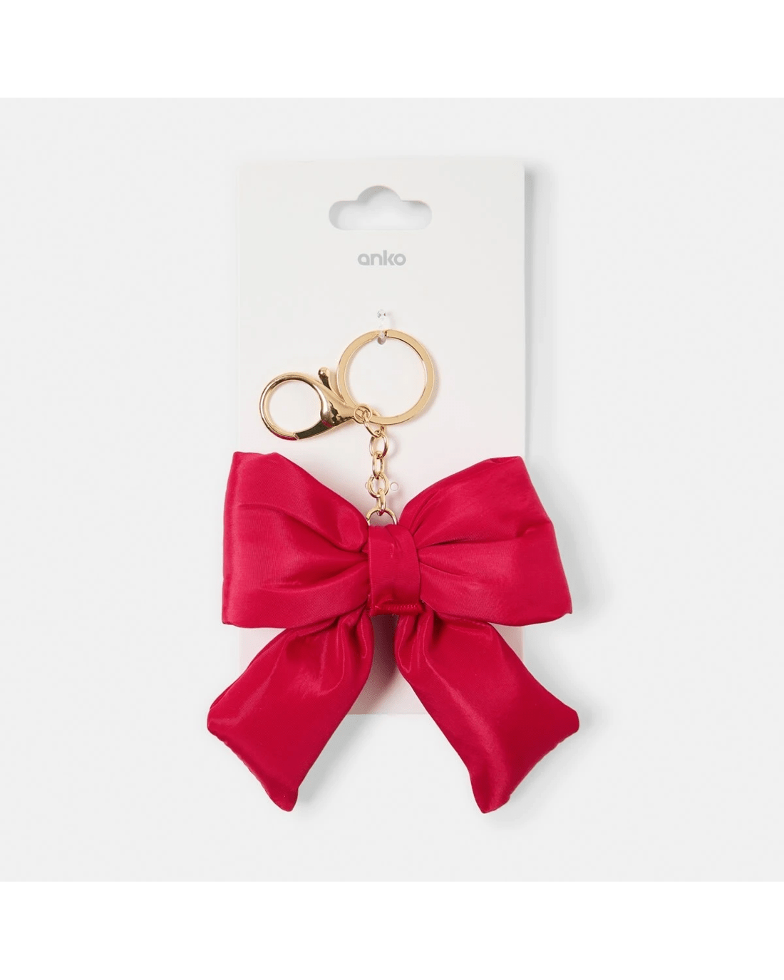 3 Puffy Bow Keyring - Gold Tone and Red, 3 of 3
