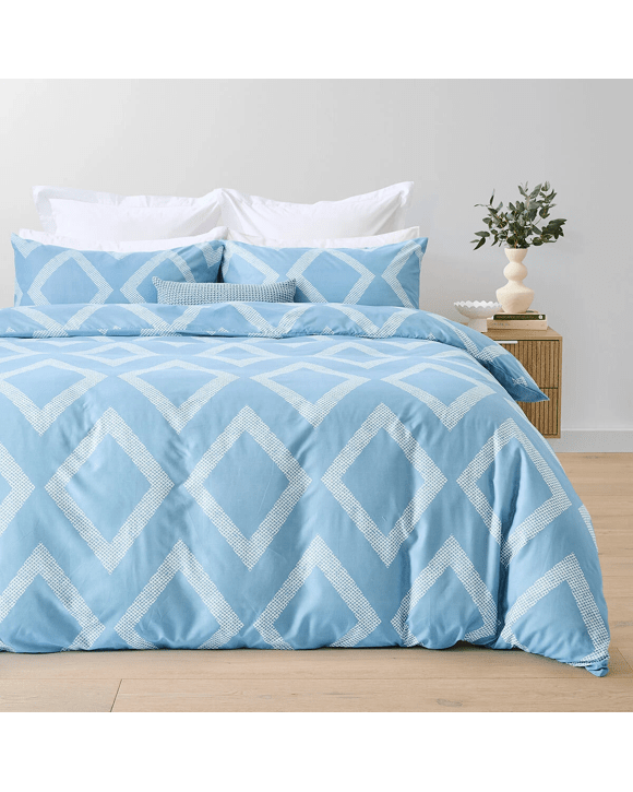 Jude Quilt Cover Set - Single Bed, Blue