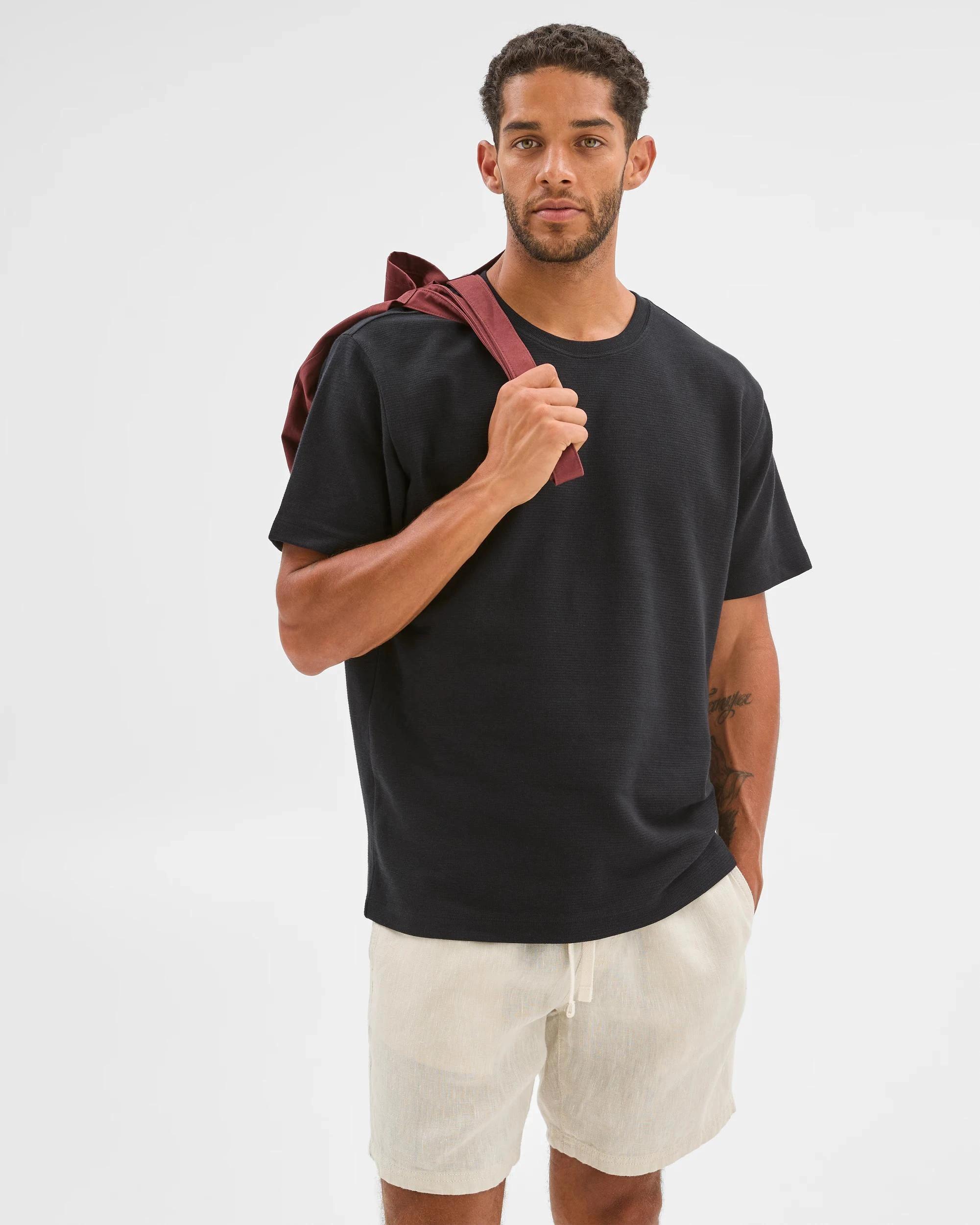 1 Target Australian Cotton Blend Textured T-Shirt BLACK, 1 of 6