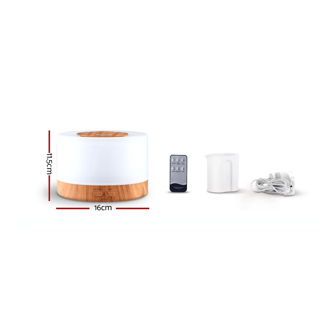 2 Devanti Aroma Diffuser Aromatherapy Light Wood 500ml - Multi, 2 of 2