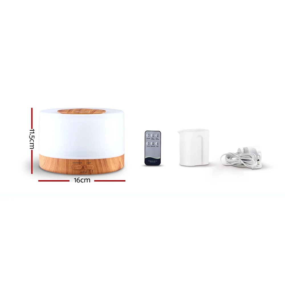 2 Devanti Aroma Diffuser Aromatherapy Light Wood 500ml - Natural, 2 of 7
