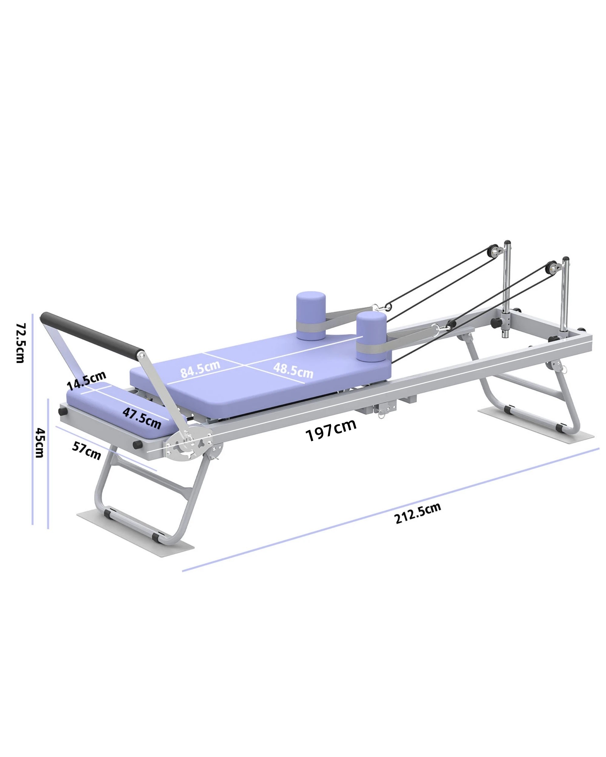 7 Advwin Foldable Pilates Reformer Machine Exercise Equipment with Wheels Purple, 7 of 7