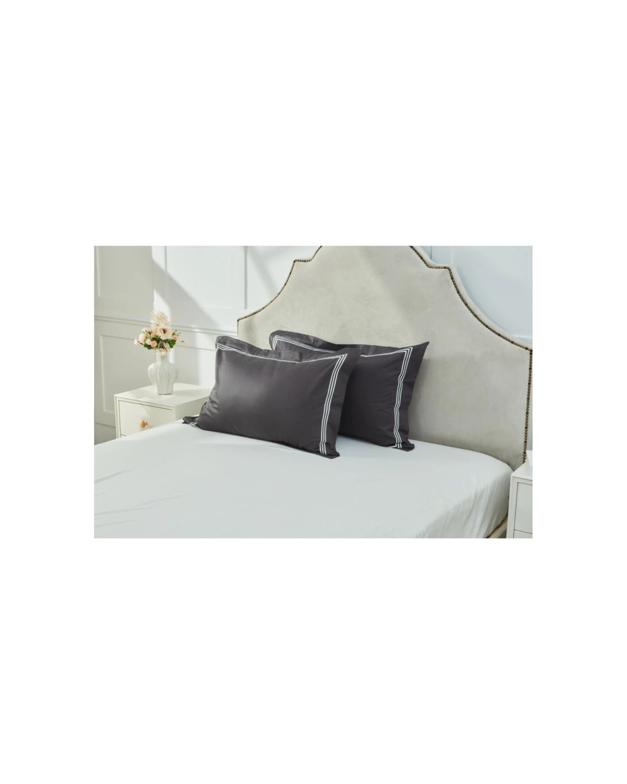 6 Grosvenor House 500TC Hotel Embroidered Quilt Set King - Charcoal, 6 of 8