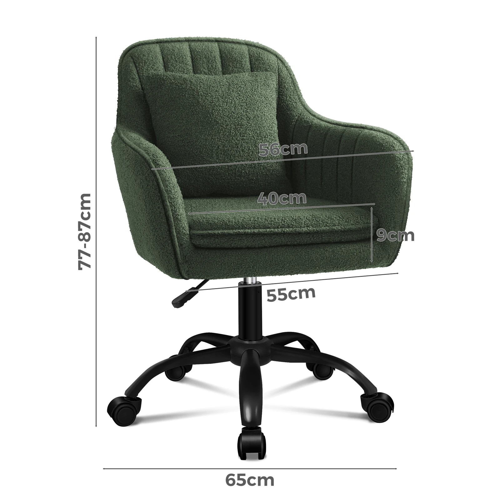 9 Alfordson Boucle Office Chair Computer Swivel Armchair Work Adult Kids - Green, 9 of 10
