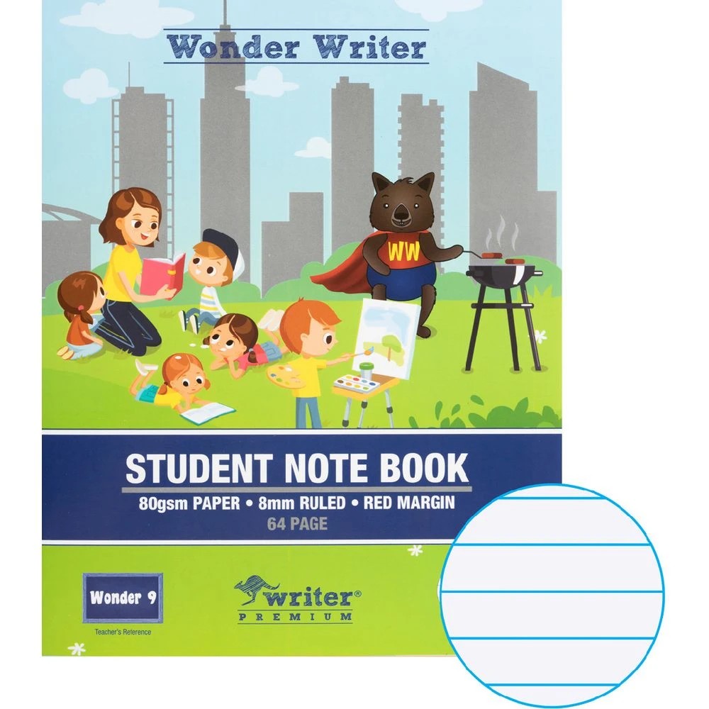1 Writer 250x200mm 80gsm 8mm Ruled Student Notebook 64 Page, 1 of 3