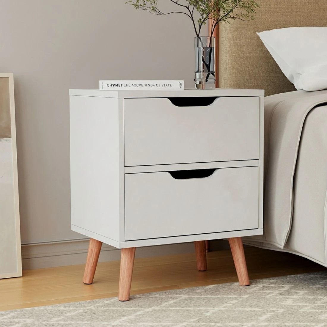 5 Artiss 2X Bedside Table 2 Drawers - BODEN - White, 5 of 7