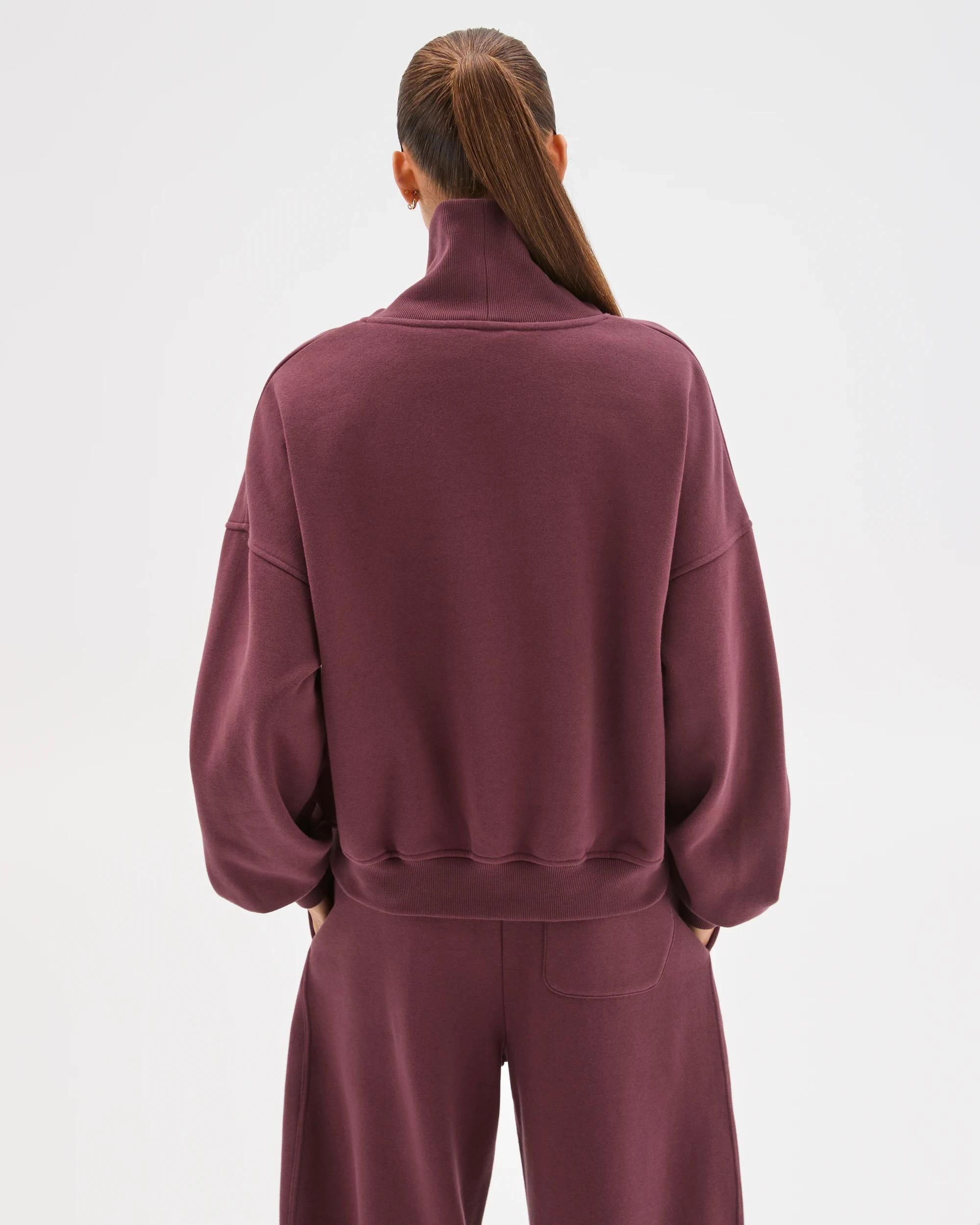 8 Lily Loves Australian Cotton Blend High Neck Fleece Jumper BURGUNDY ROUGE, 8 of 8